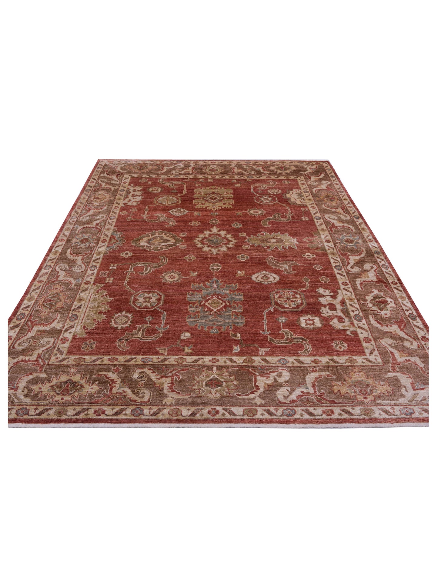 Angora Oushak 144522 Rust Rust Brown 8.3x10.3 Hand Knotted Rug