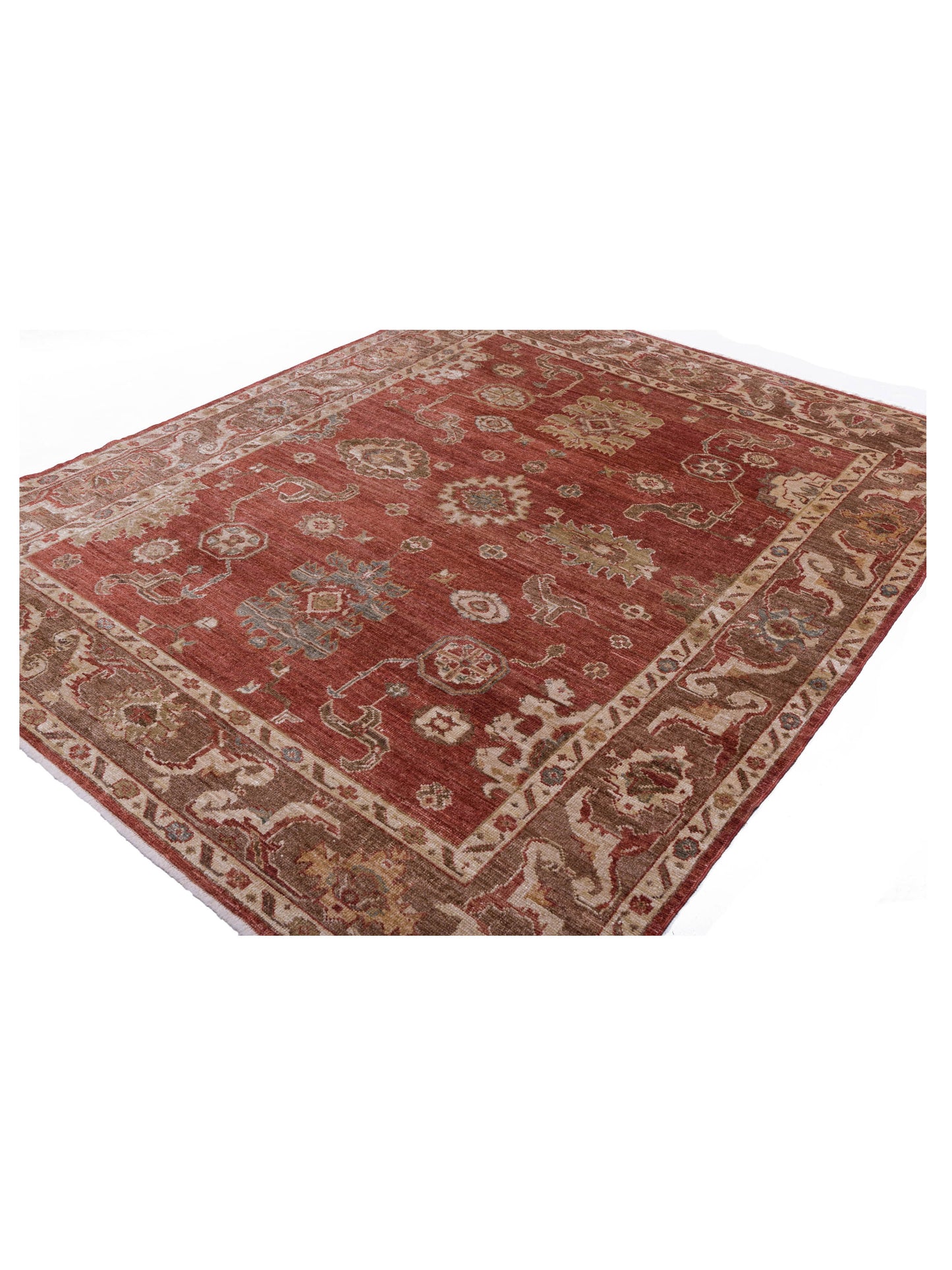 Angora Oushak 144522 Rust Rust Brown 8.3x10.3 Hand Knotted Rug