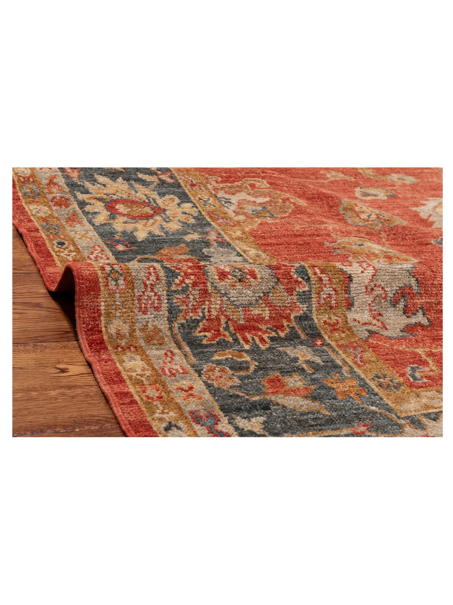 Angora Oushak 144523 Red Teal Blue 8.4x10.1 Hand Knotted Rug