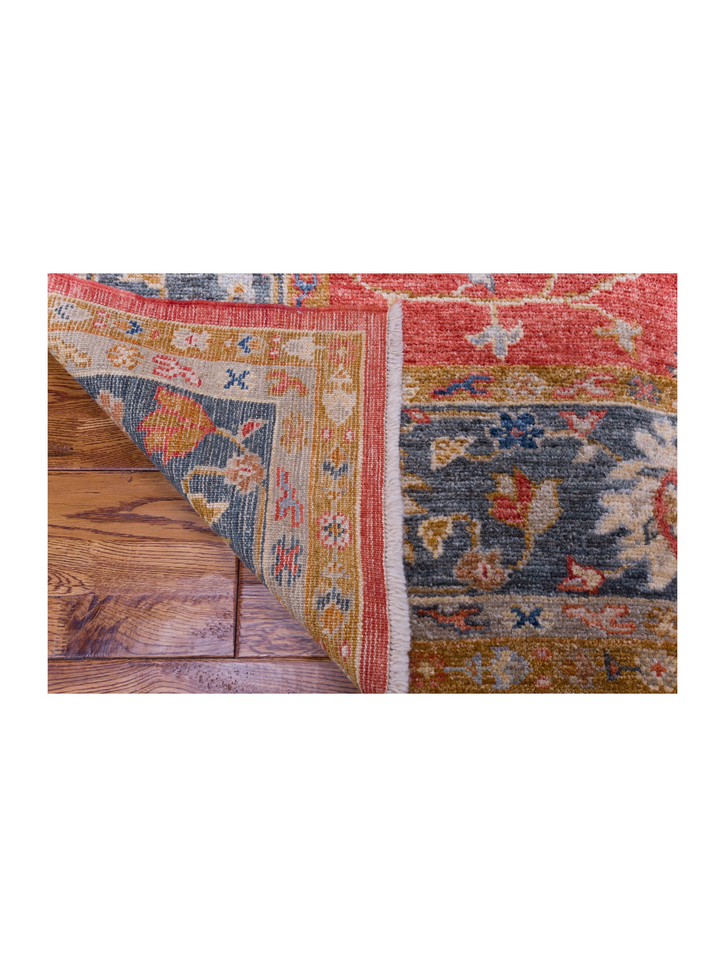 Angora Oushak 144523 Red Teal Blue 8.4x10.1 Hand Knotted Rug