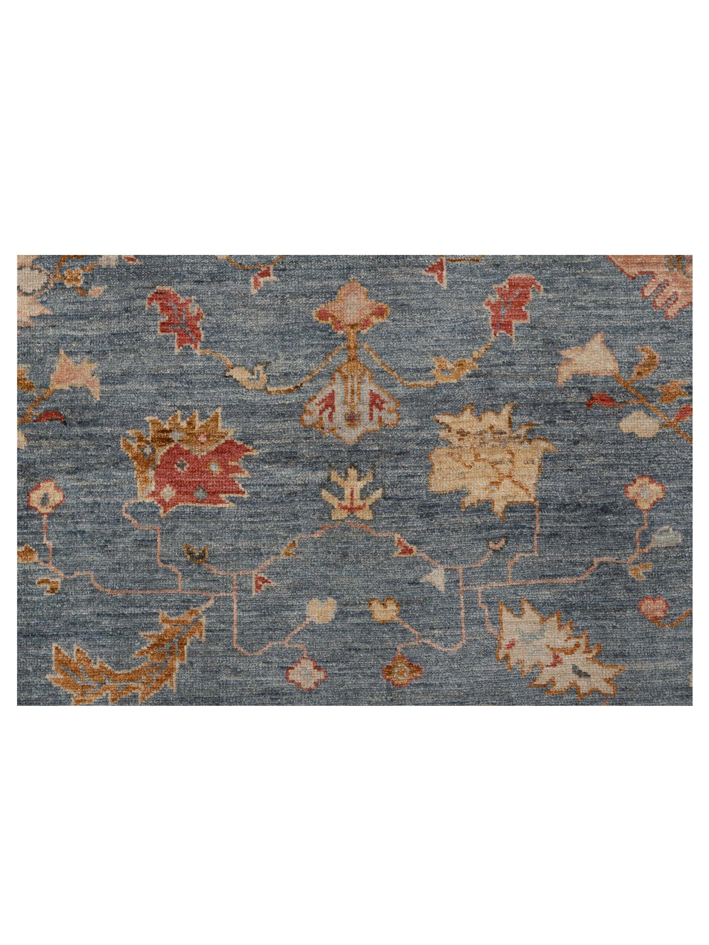 Angora Oushak 144550 Teal Blue Gold 10.3x13.4 Hand Knotted Rug