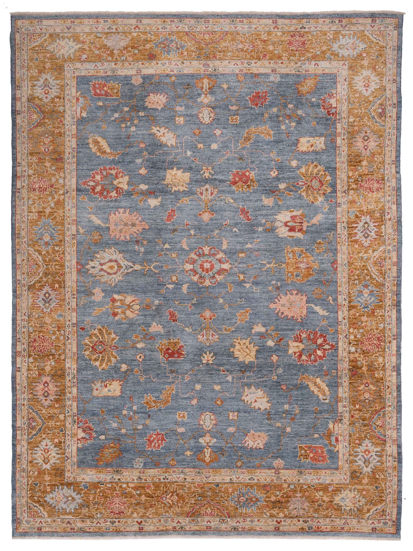 Anadol Angora Oushak  Teal Blue Gold Traditional