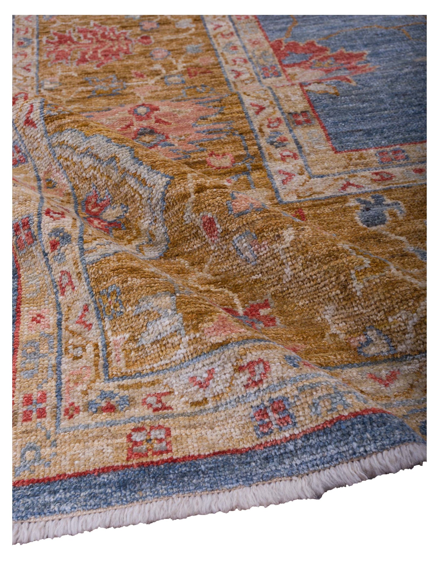 Angora Oushak 144569 Blue Gold 12x15.6 Hand Knotted Rug