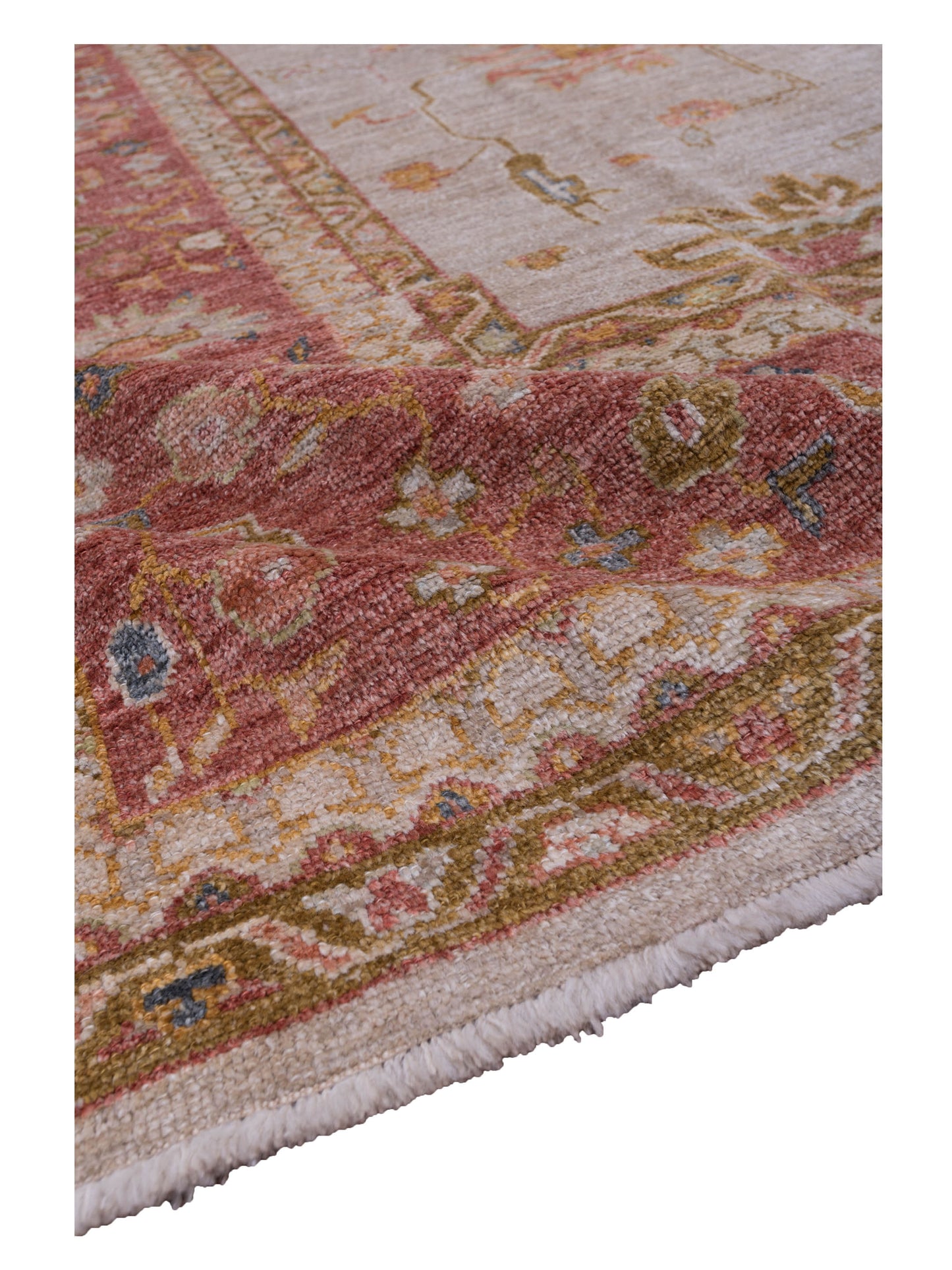 Angora Oushak 144570 Silver Red 12.5x15.2 Hand Knotted Rug