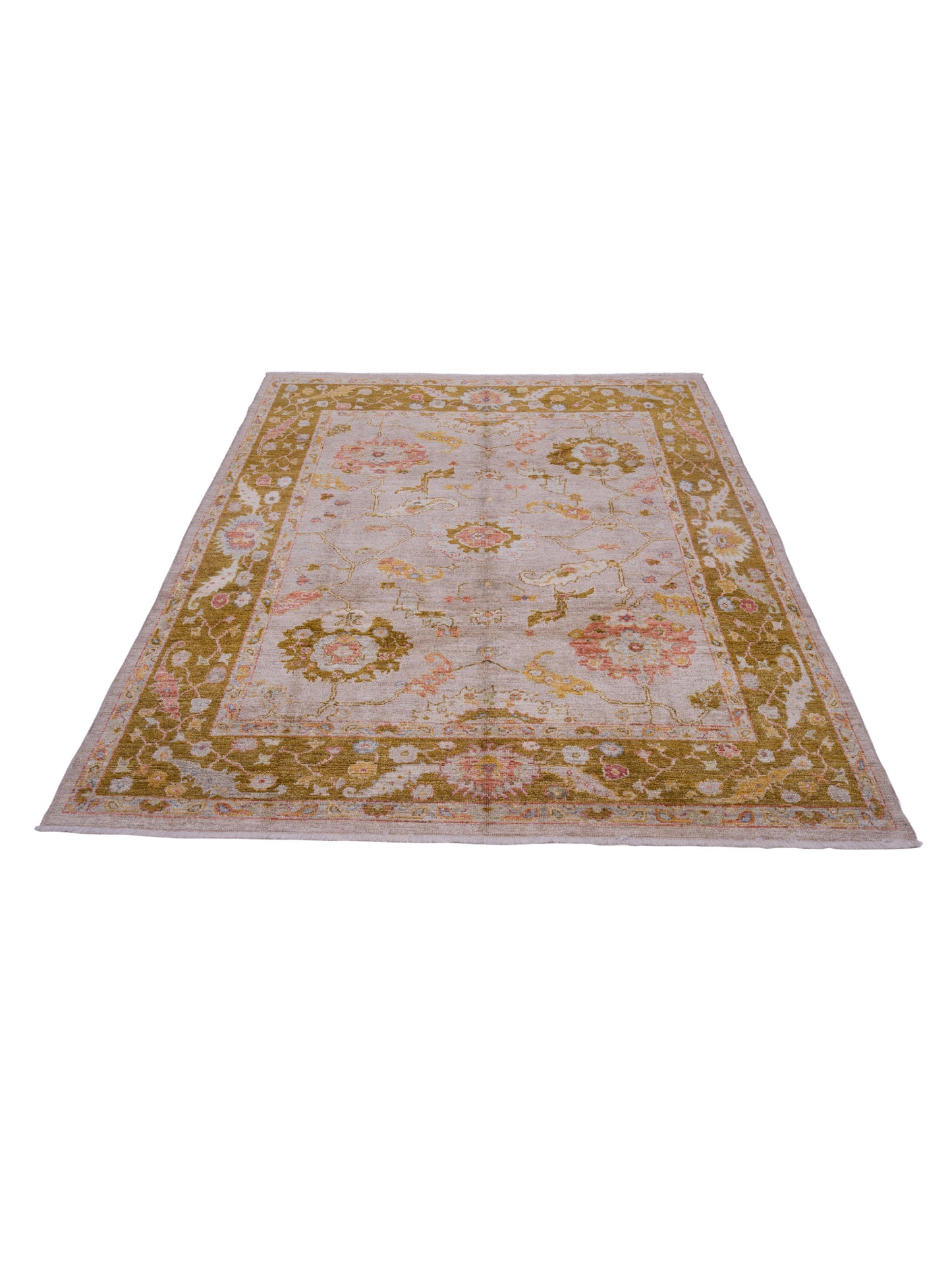 Angora Oushak 144624 Silver Mustard 8.3x10.3 Hand Knotted Rug