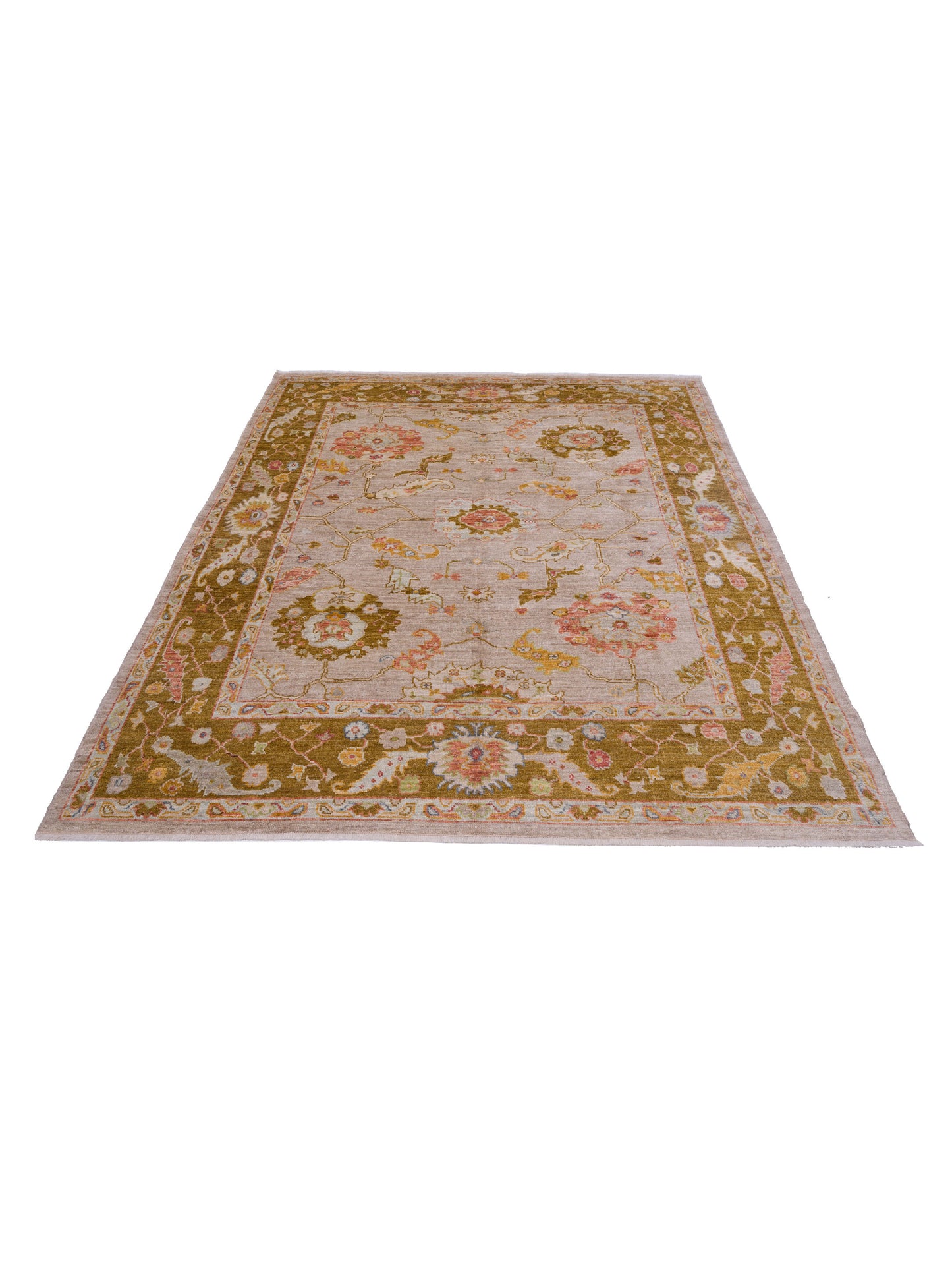 Angora Oushak 144624 Silver Mustard 8.3x10.3 Hand Knotted Rug