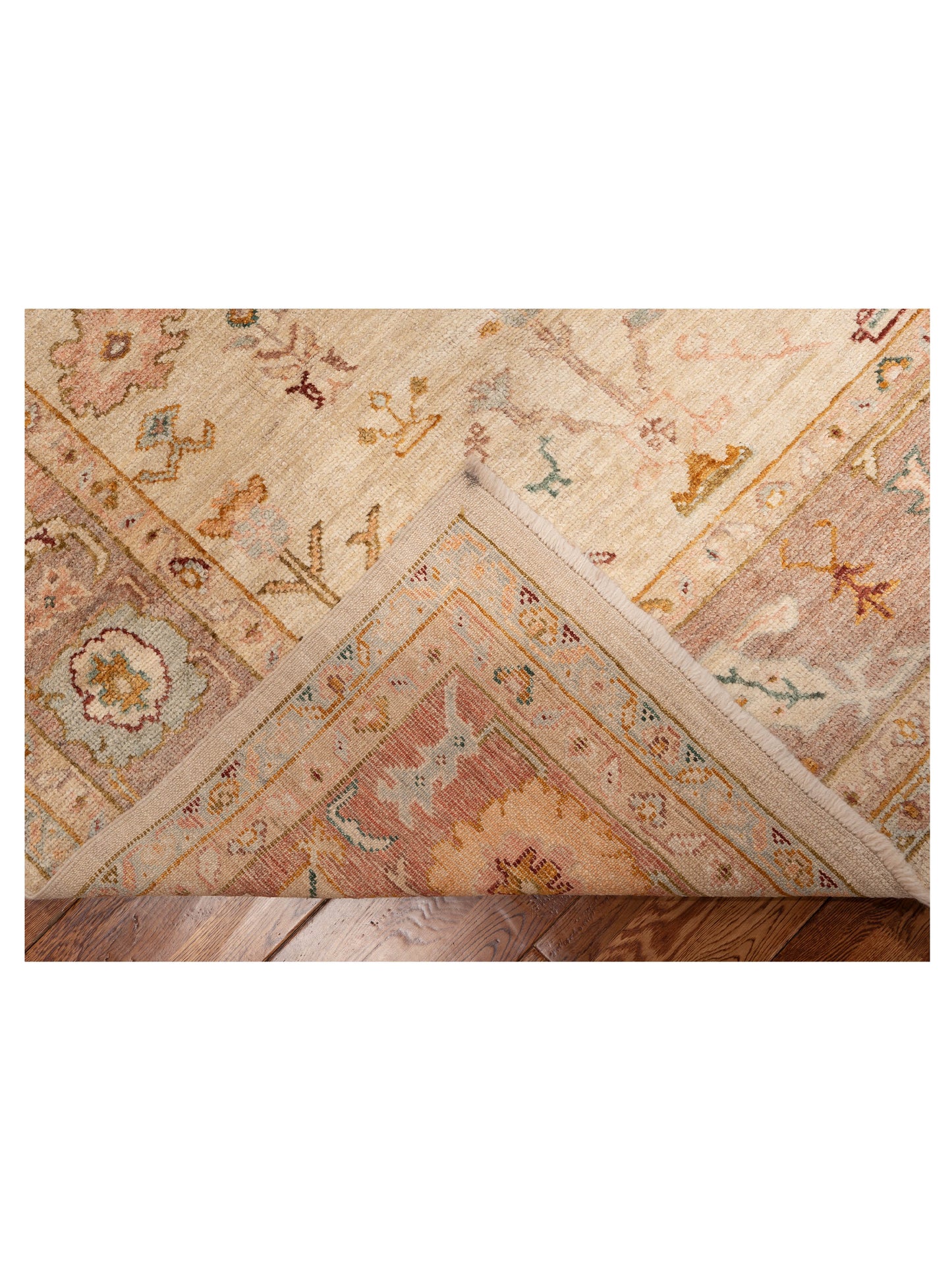 Angora Oushak 144647 Ivory Pink 8.3x9.7 Hand Knotted Rug