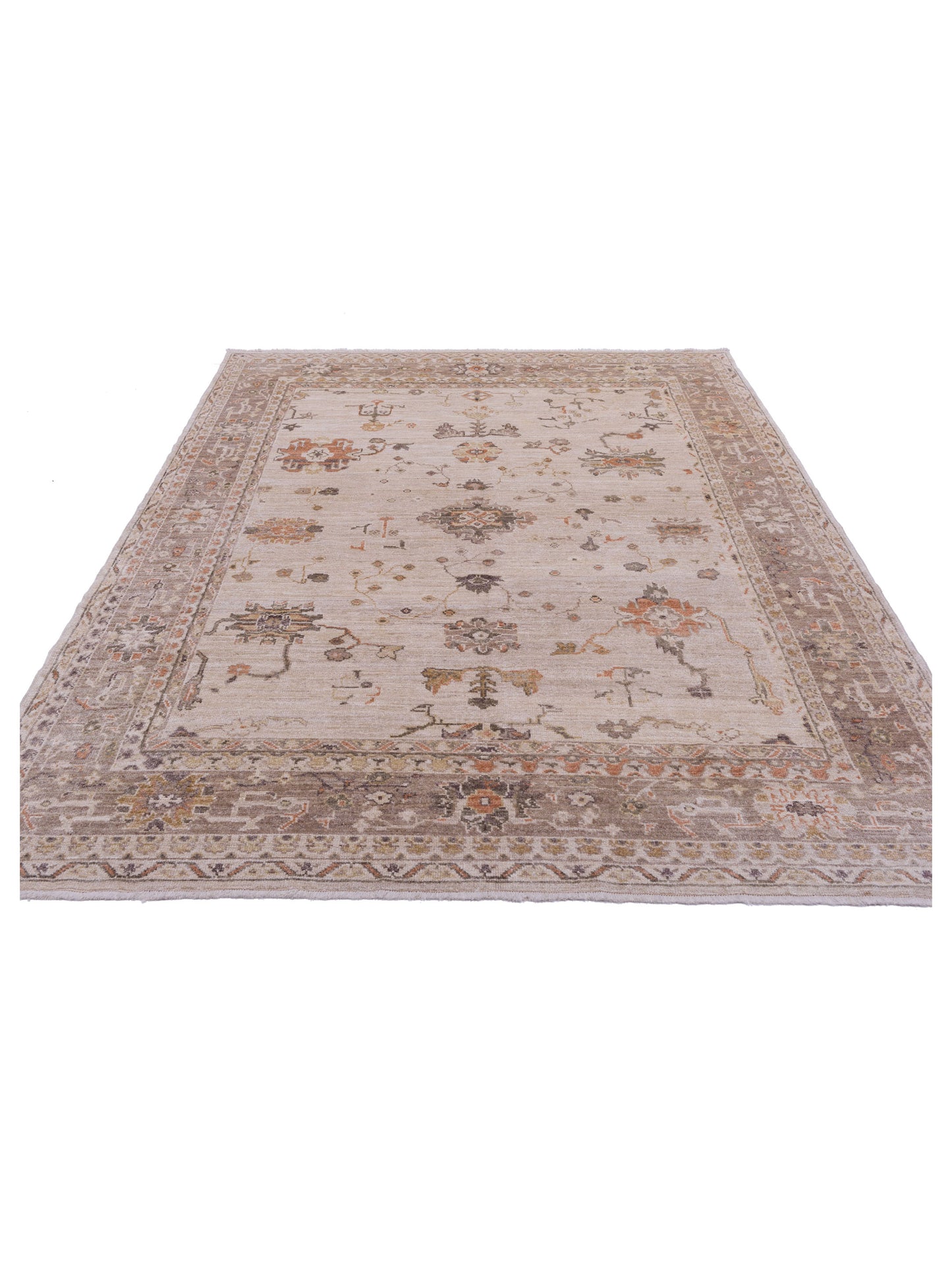 Angora Oushak 144648 Ivory Light Brown 8.4x10.8 Hand Knotted Rug