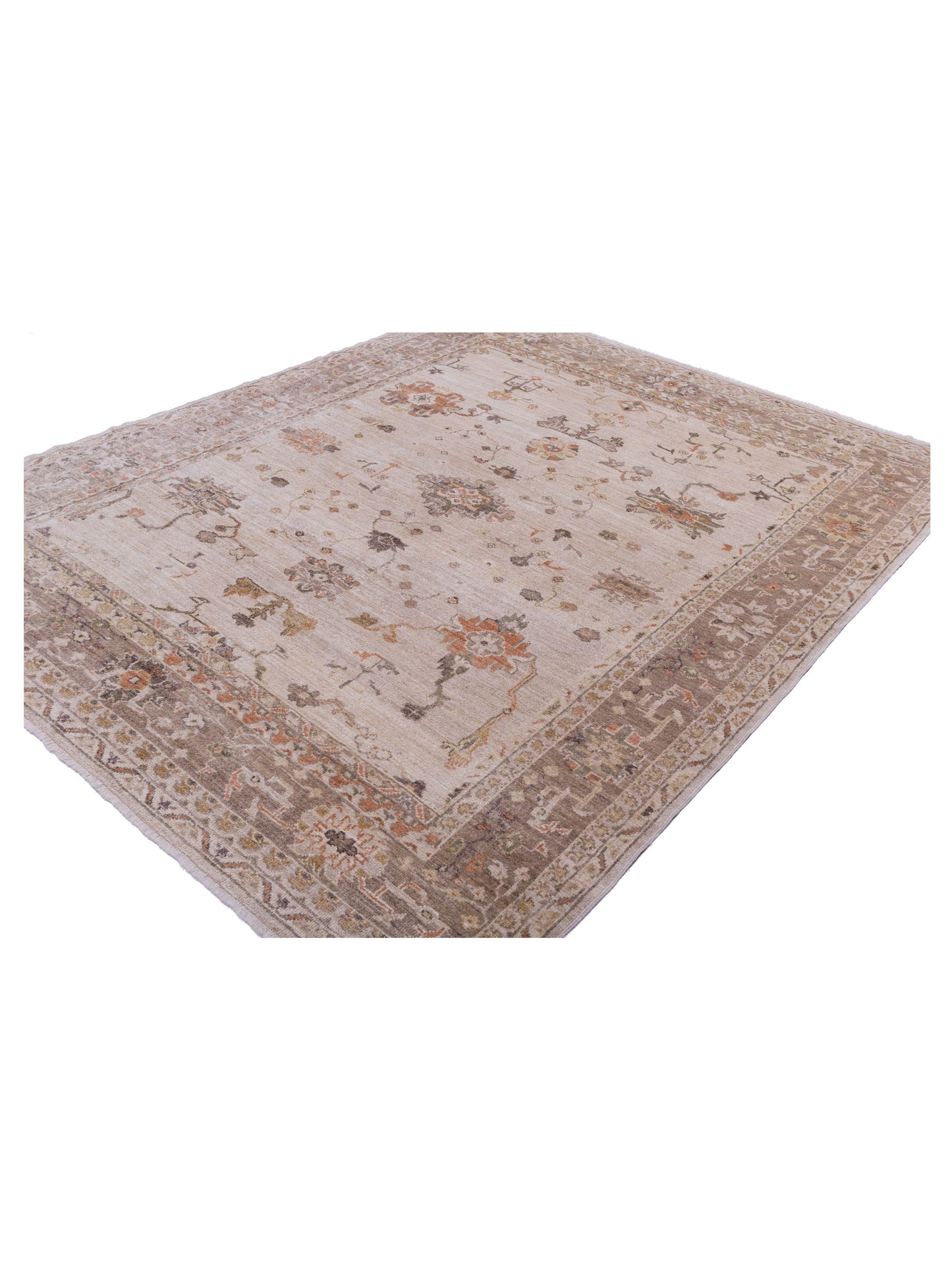 Angora Oushak 144648 Ivory Light Brown 8.4x10.8 Hand Knotted Rug
