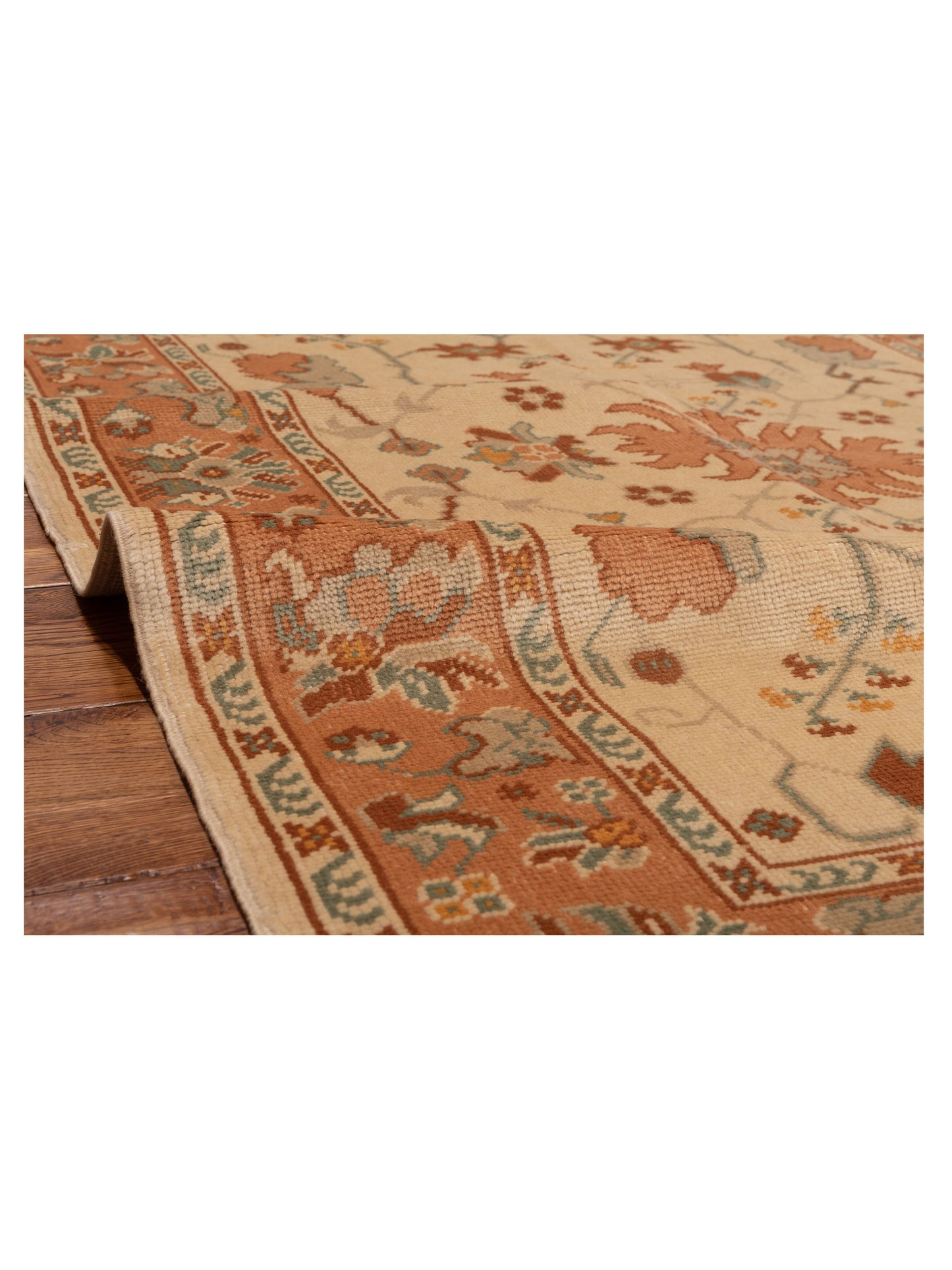 Anadol Oushak Akbulak Ivory Pink 5.1x6.10 Hand Knotted Rug