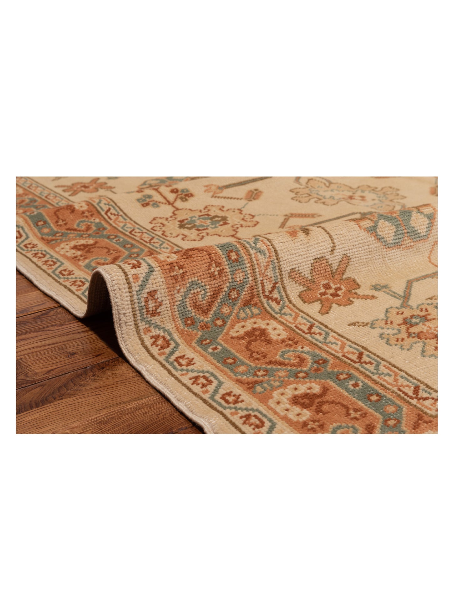 Anadol Oushak Boyali Ivory Pink 5.2x6.9 Hand Knotted Rug