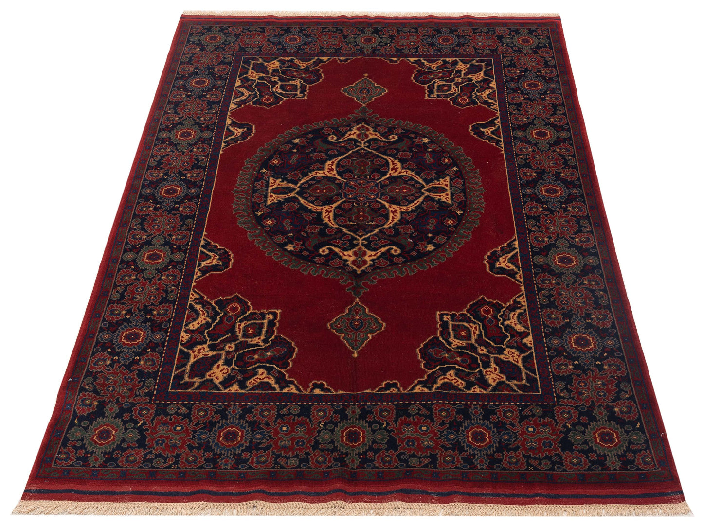 Turkish Shirwan 145118 Red Navy 5.9x8.2 Hand Knotted Rug