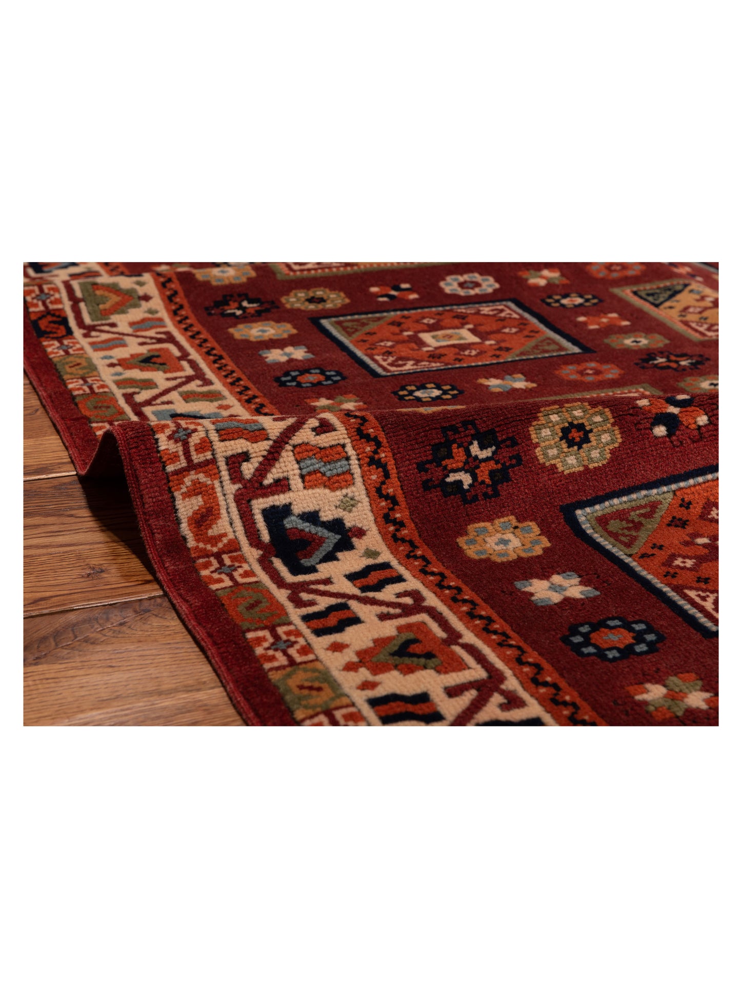Turkish Shirwan 145140 Red Ivory 3.9x5 Hand Knotted Rug