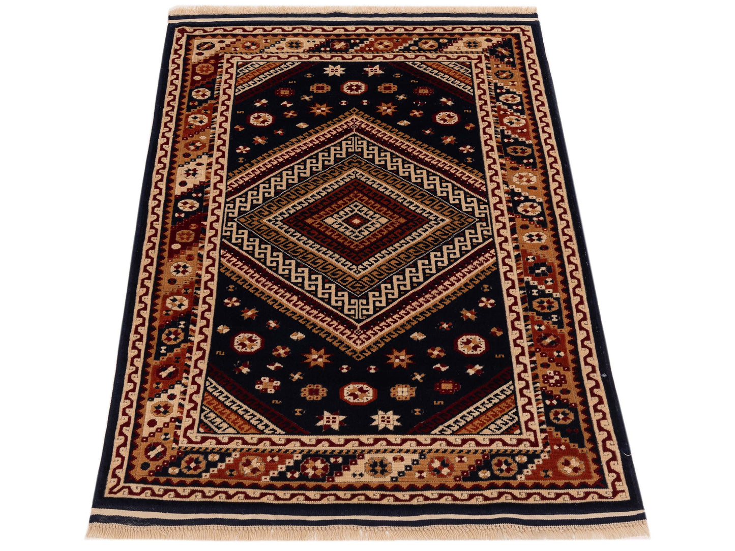 Turkish Shirwan 145143 Navy Orange 3.10x5.5 Hand Knotted Rug
