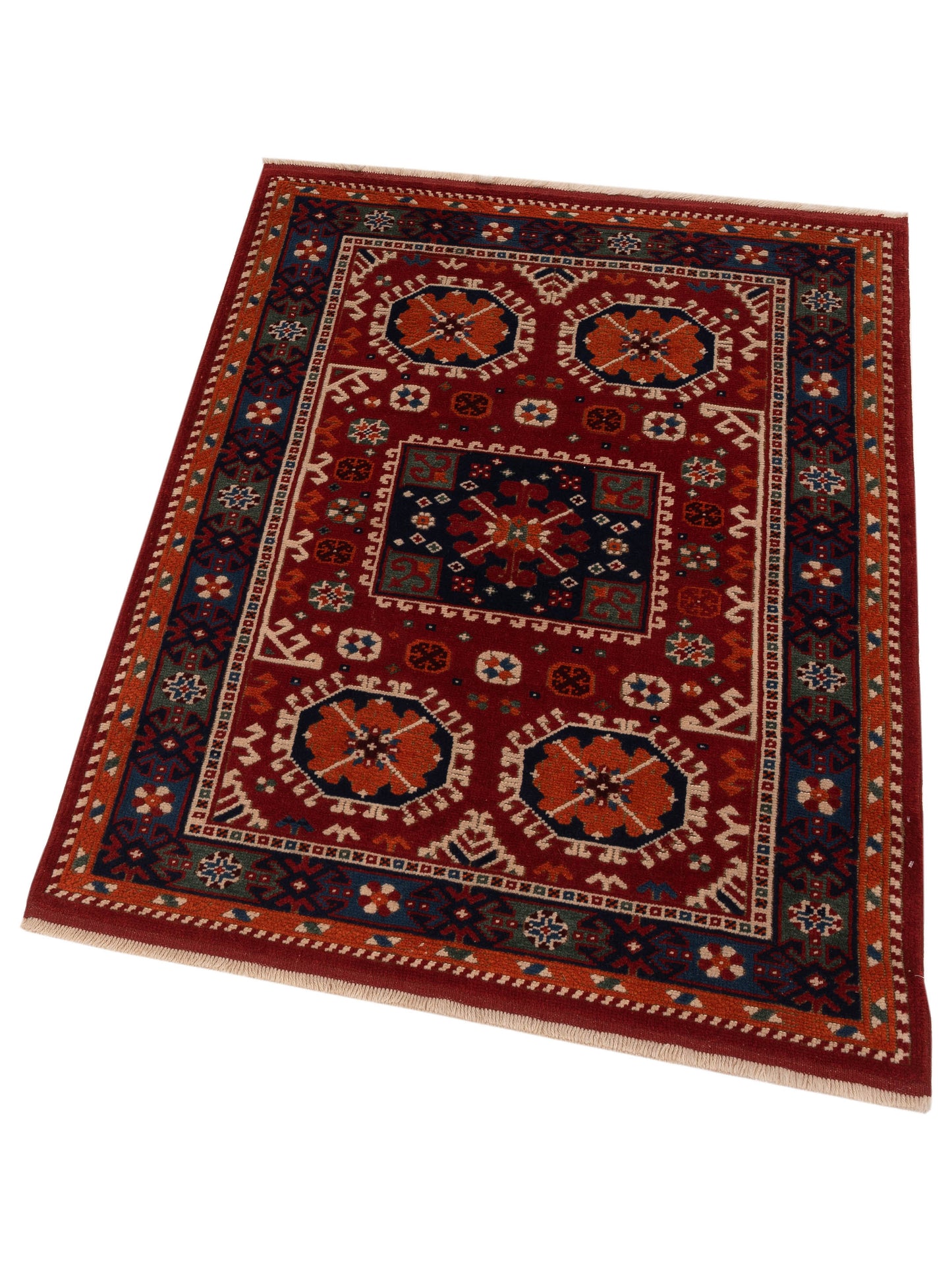 Turkish Shirwan 145144 Red Navy 4.3x5.5 Hand Knotted Rug