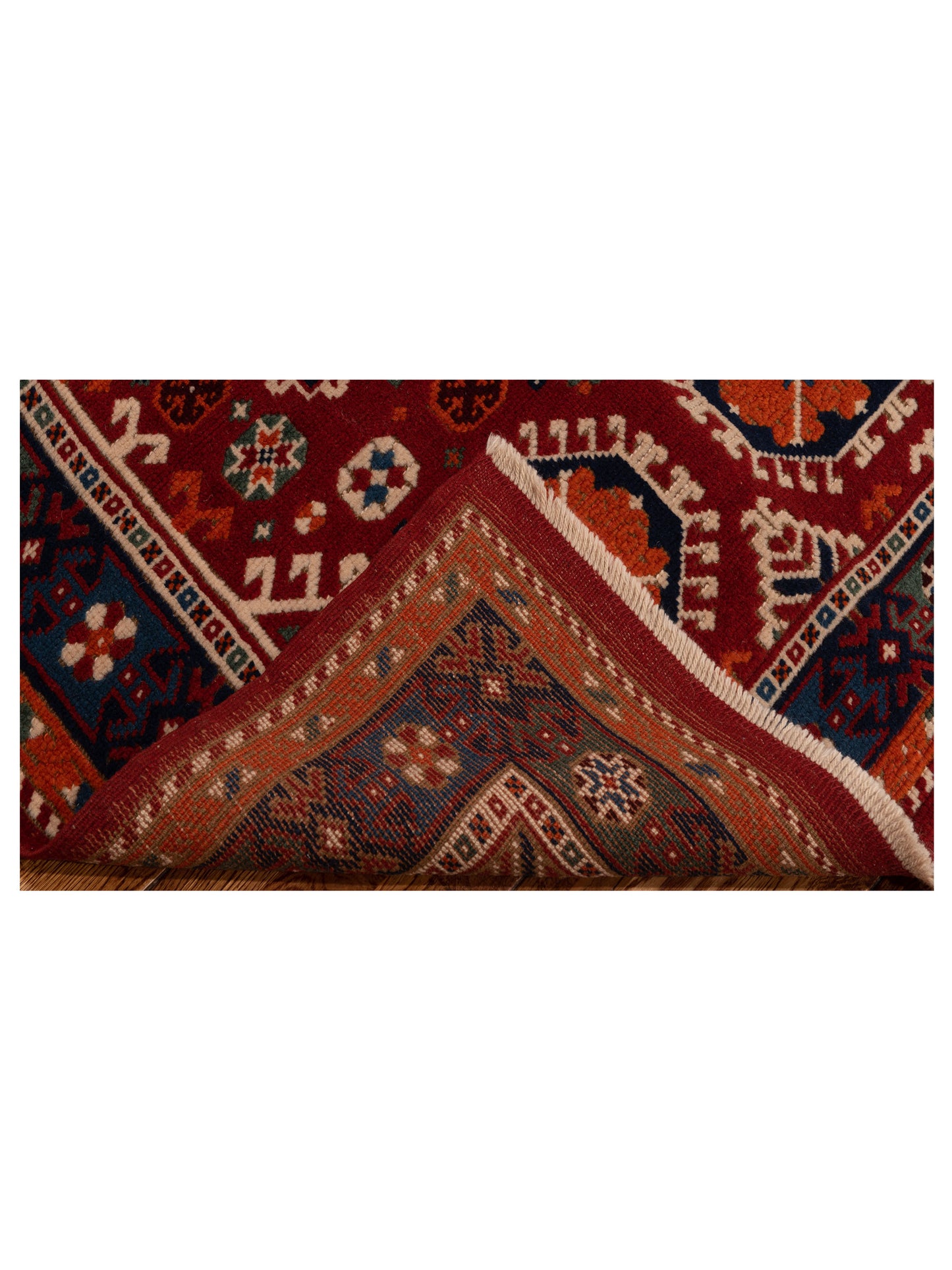 Turkish Shirwan 145144 Red Navy 4.3x5.5 Hand Knotted Rug