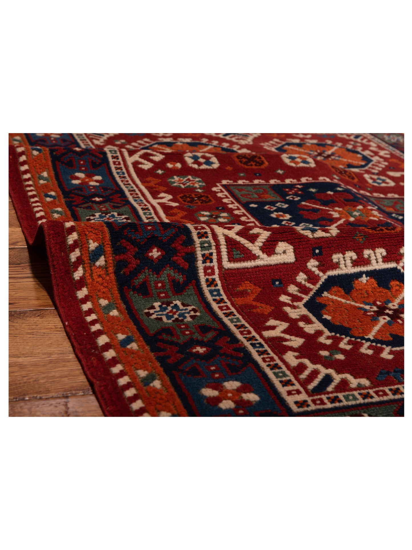 Turkish Shirwan 145144 Red Navy 4.3x5.5 Hand Knotted Rug