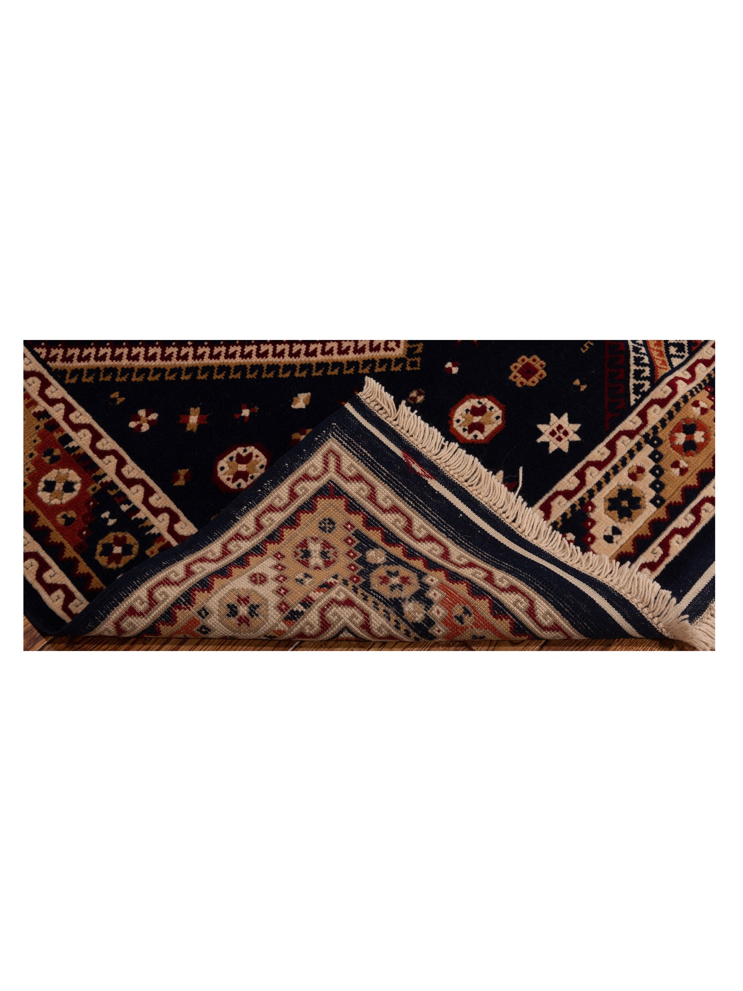 Turkish Shirwan 145146 Navy Orange 3.9x5.11 Hand Knotted Rug