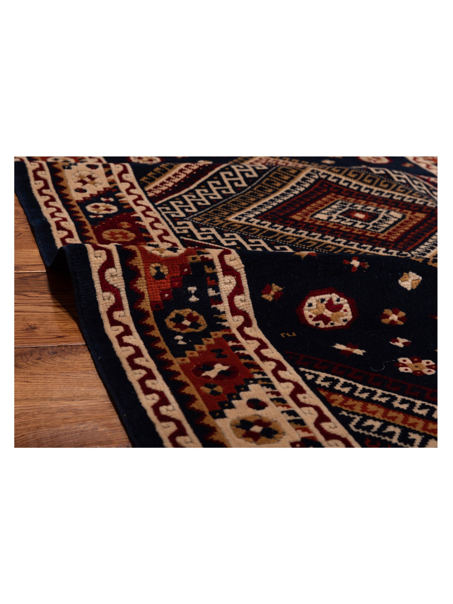 Turkish Shirwan 145146 Navy Orange 3.9x5.11 Hand Knotted Rug