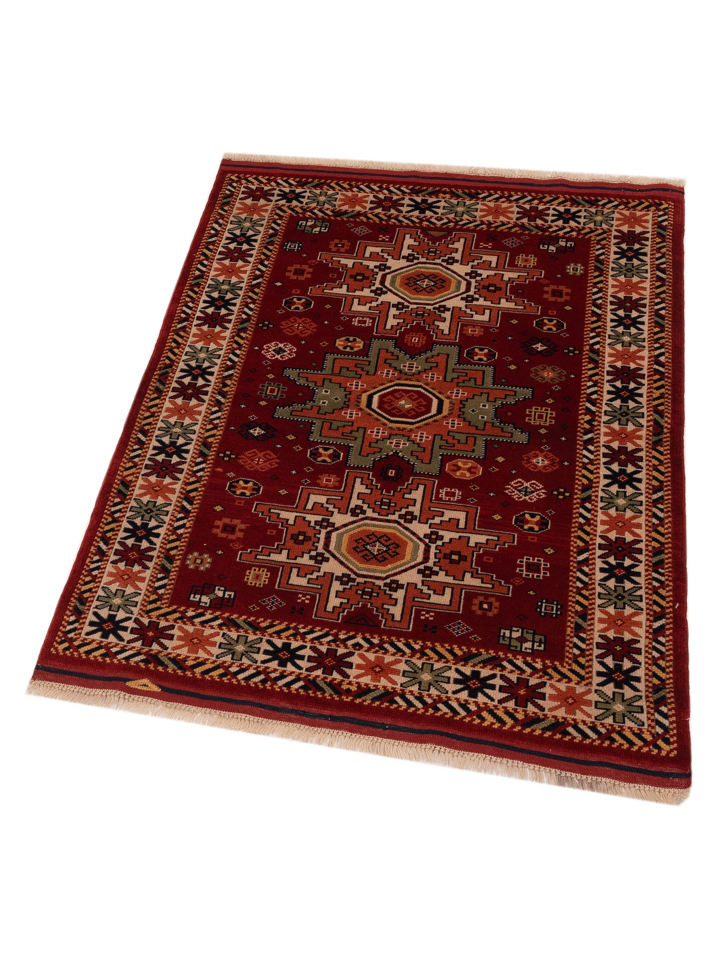 Turkish Shirwan 145148 Red Ivory 3.11x5.4 Hand Knotted Rug
