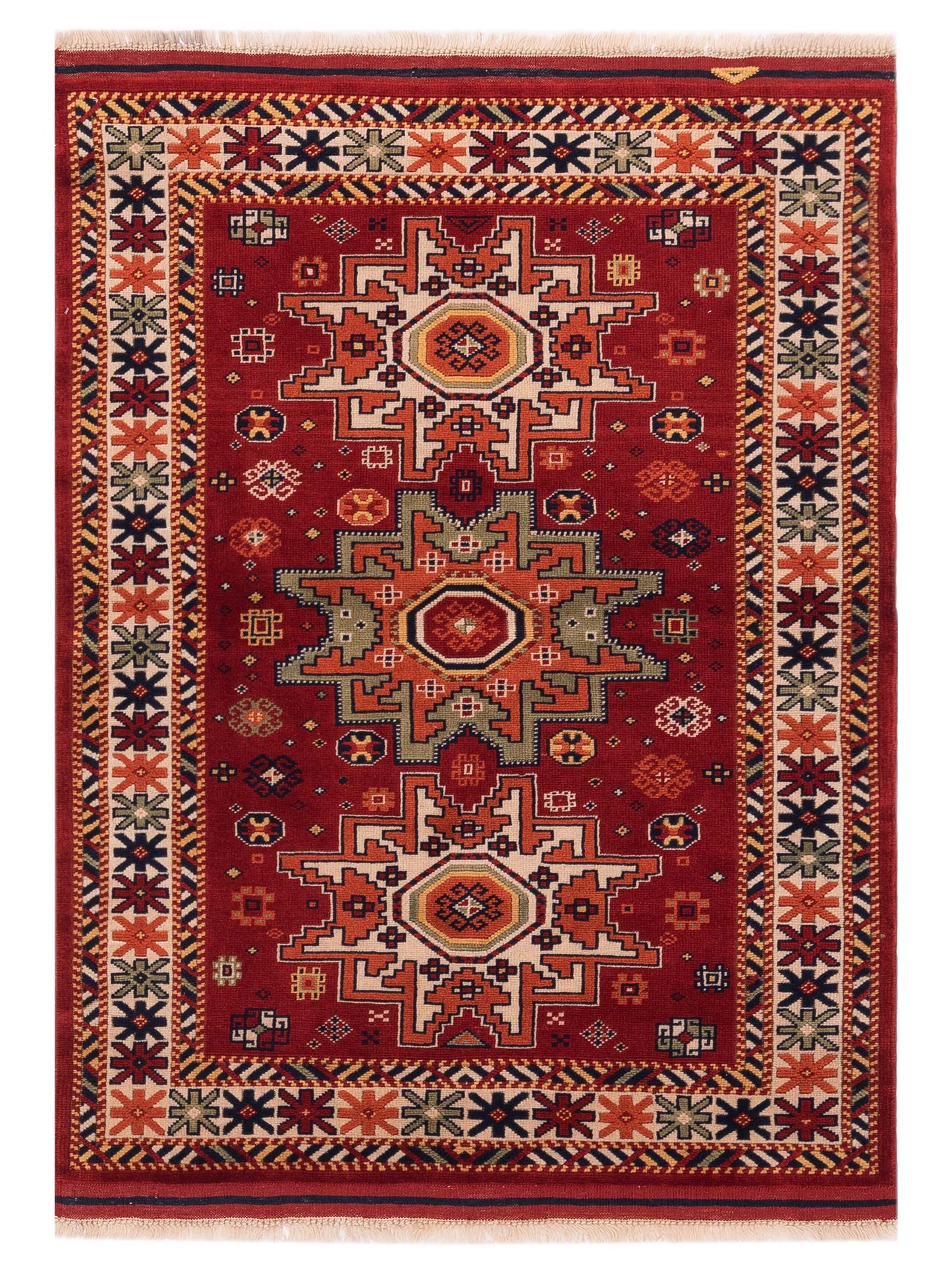 Pasha Turkish Shirwan Red Ivory Traditional