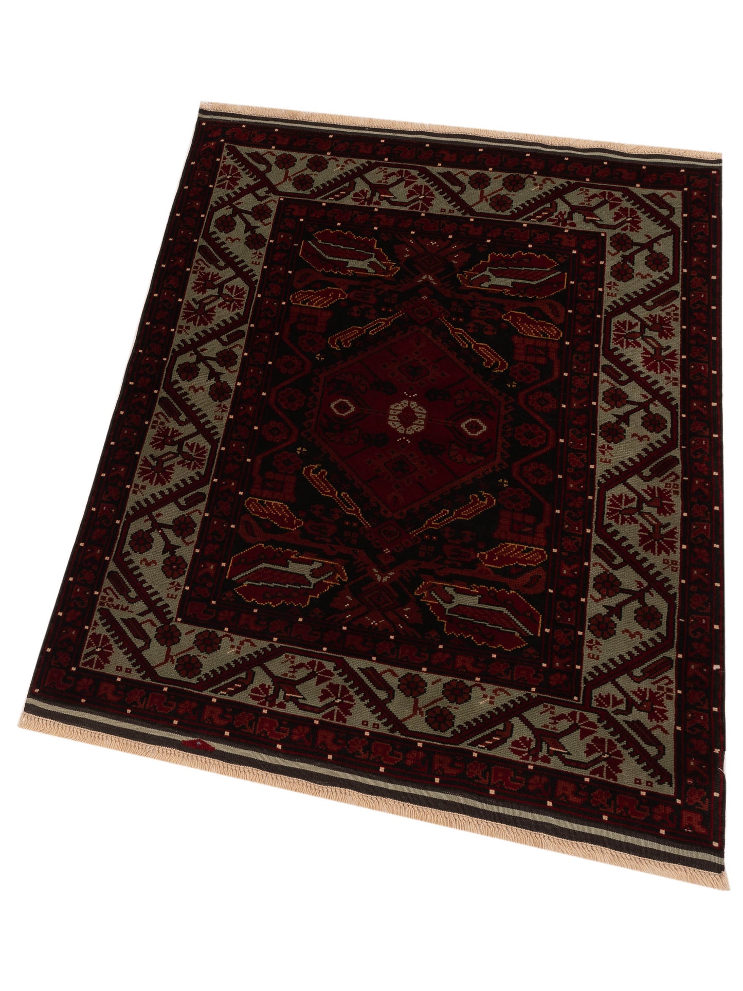 Turkish Shirwan 145152 Black Blue 4.3x5.1 Hand Knotted Rug