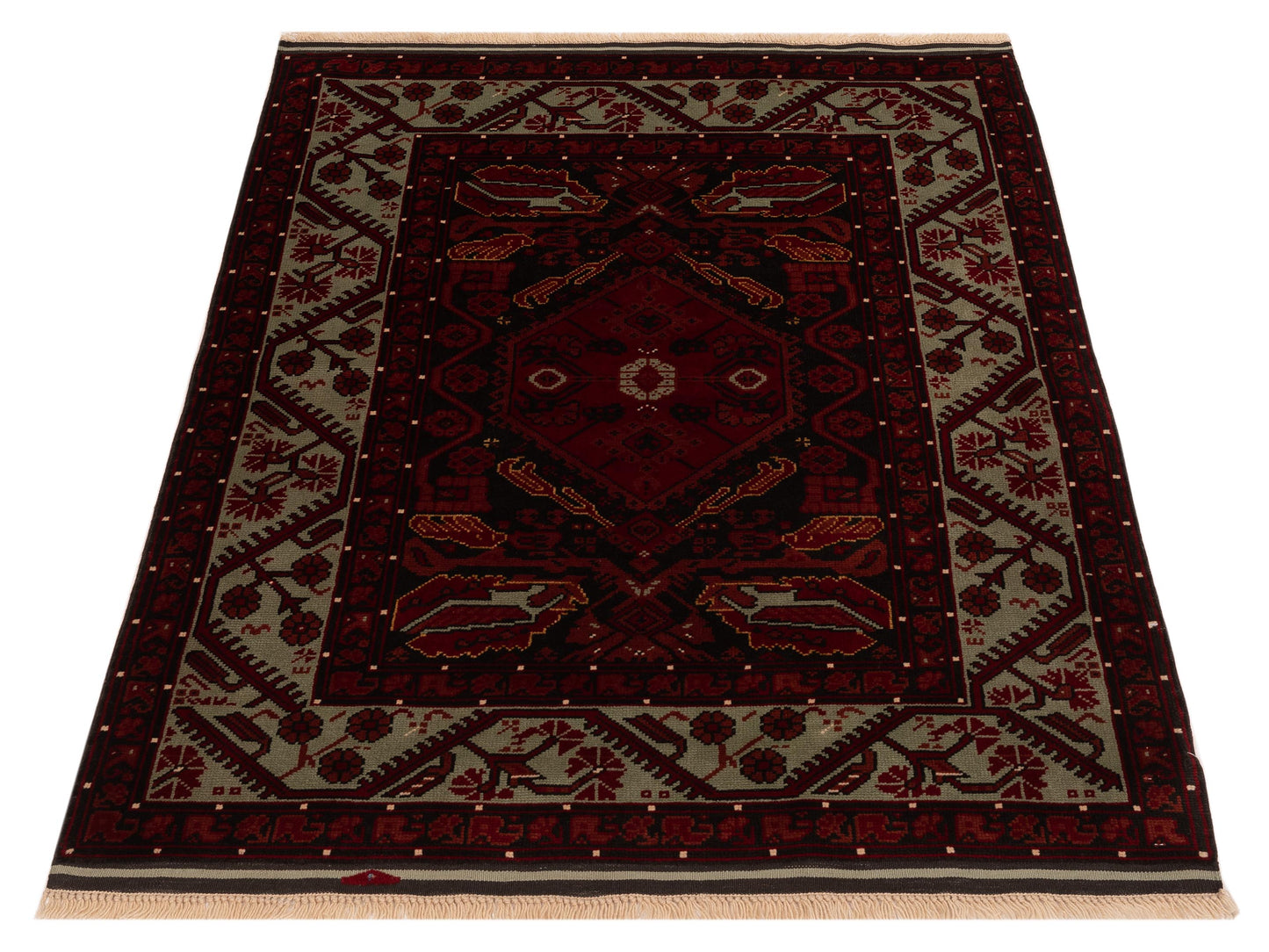 Turkish Shirwan 145152 Black Blue 4.3x5.1 Hand Knotted Rug