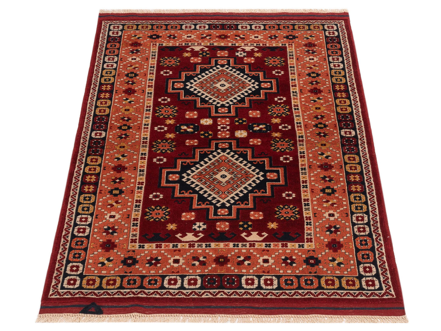 Turkish Shirwan 145153 Red Black 4x5.8 Hand Knotted Rug