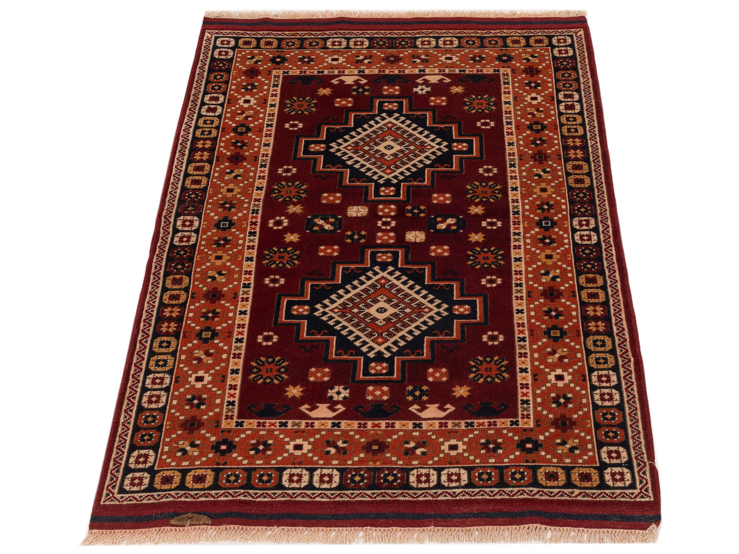 Turkish Shirwan 145154 Red Orange 3.11x5.6 Hand Knotted Rug