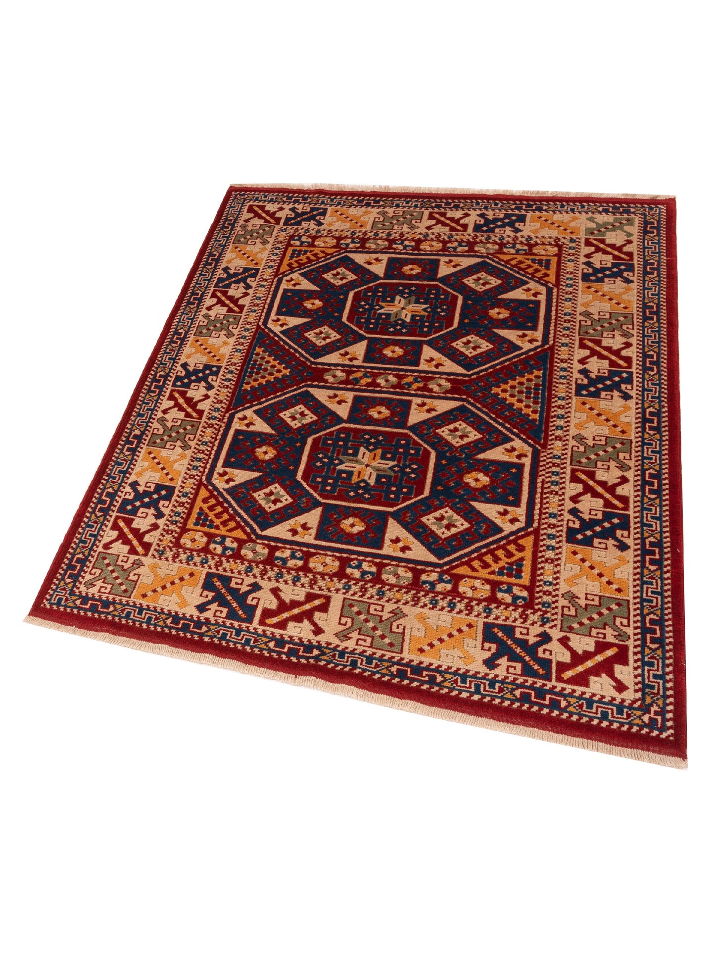 Turkish Shirwan 145157 Red Ivory 5.4x6.8 Hand Knotted Rug