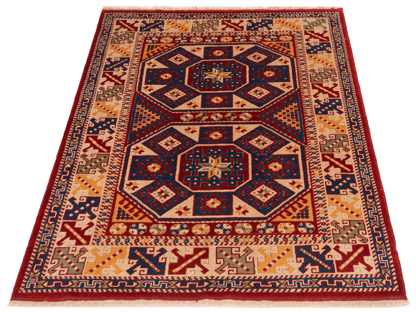 Turkish Shirwan 145157 Red Ivory 5.4x6.8 Hand Knotted Rug