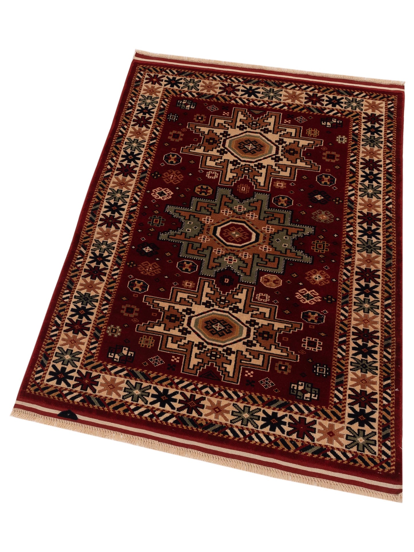 Turkish Shirwan 145159 Red Ivory 3.10x5.10 Hand Knotted Rug