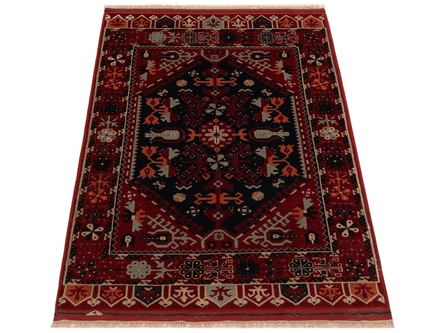 Turkish Shirwan 145163 Black Red 3.10x5.7 Hand Knotted Rug