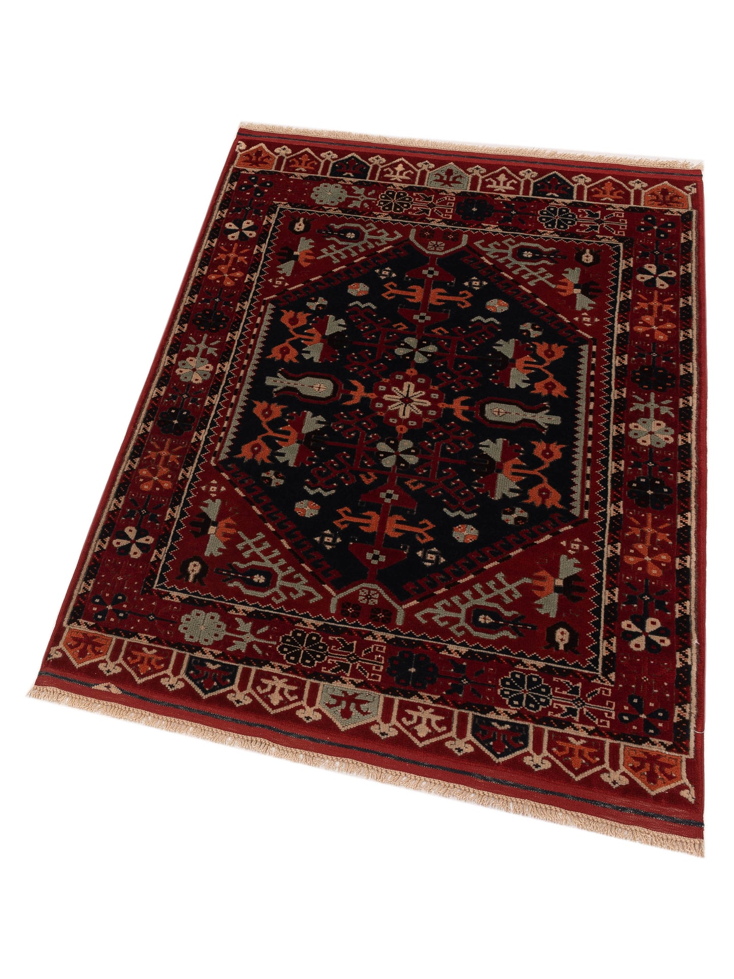 Turkish Shirwan 145163 Black Red 3.10x5.7 Hand Knotted Rug
