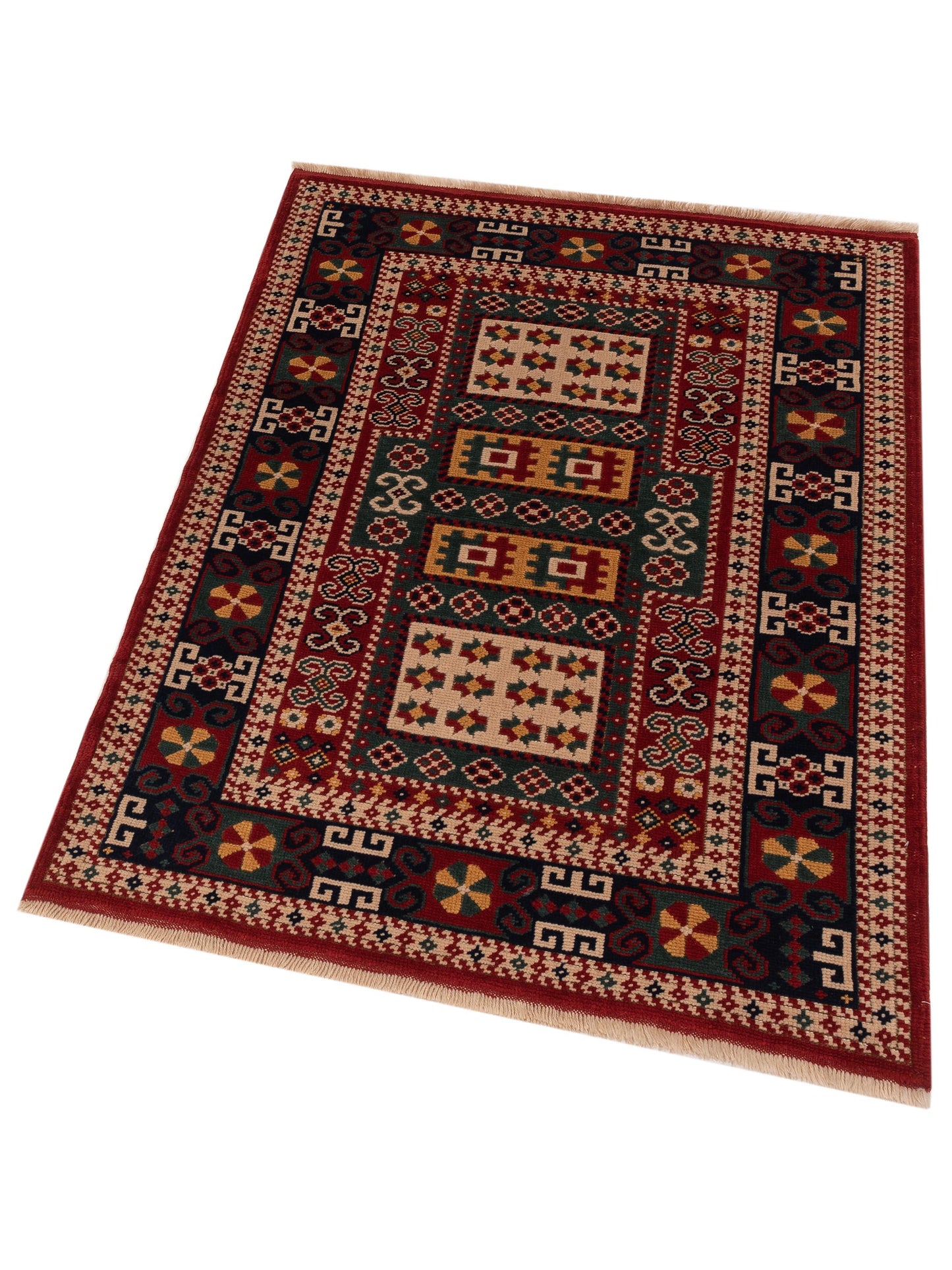 Turkish Shirwan 145168 Red Navy 4.2x5.6 Hand Knotted Rug