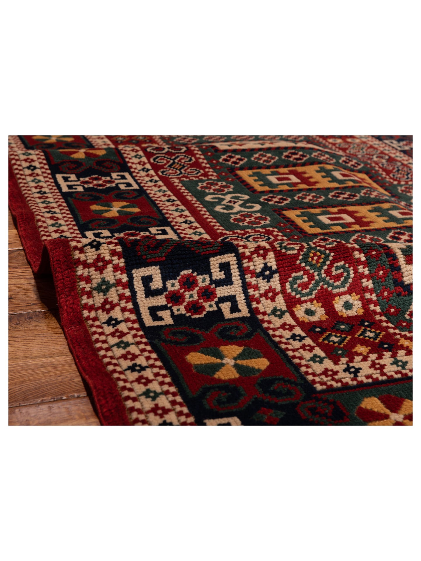 Turkish Shirwan 145168 Red Navy 4.2x5.6 Hand Knotted Rug