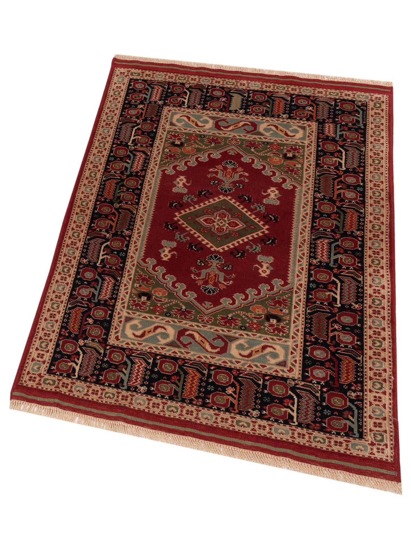 Turkish Shirwan 145174 Red Navy 3.11x5.5 Hand Knotted Rug
