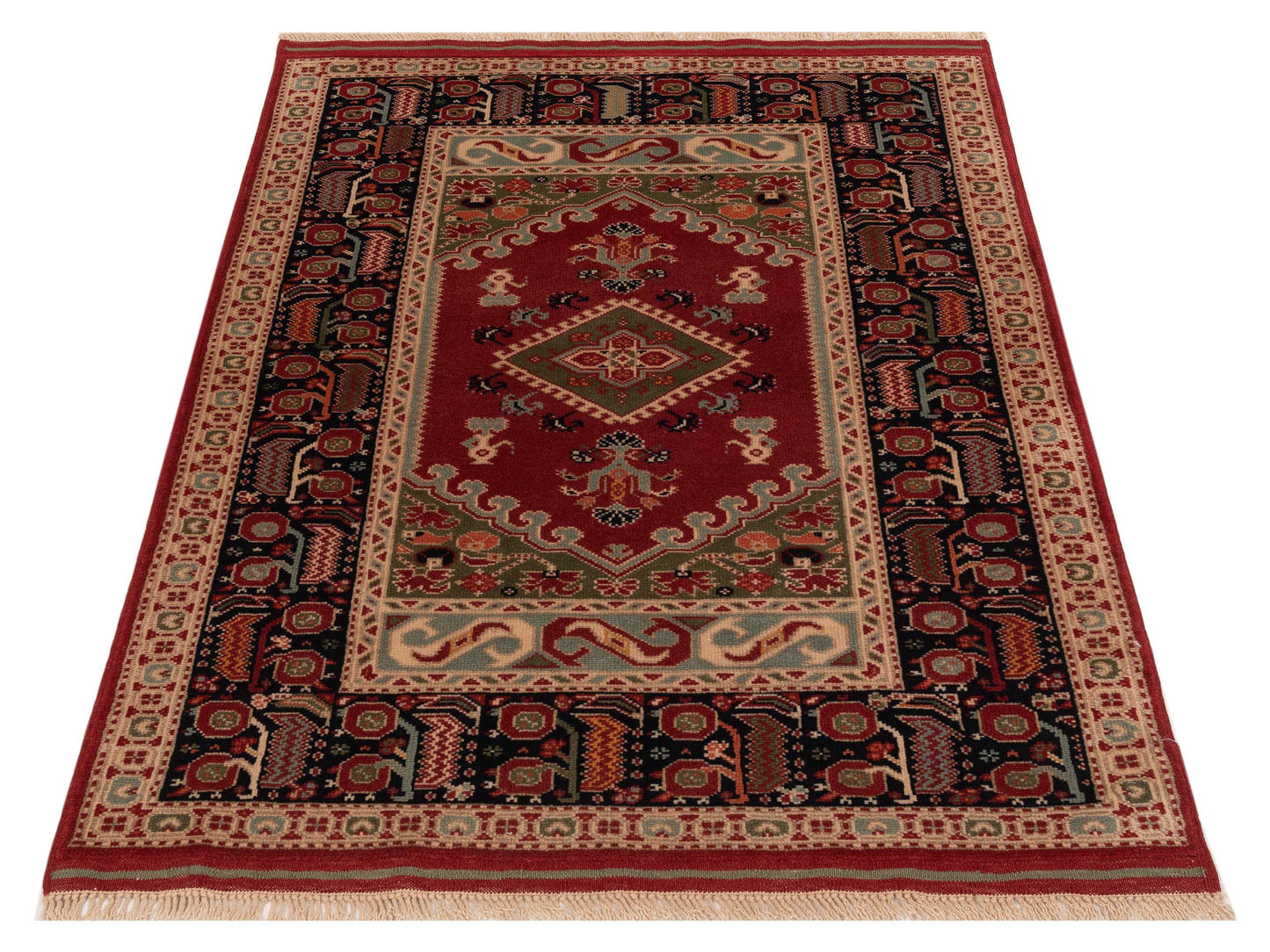 Turkish Shirwan 145174 Red Navy 3.11x5.5 Hand Knotted Rug