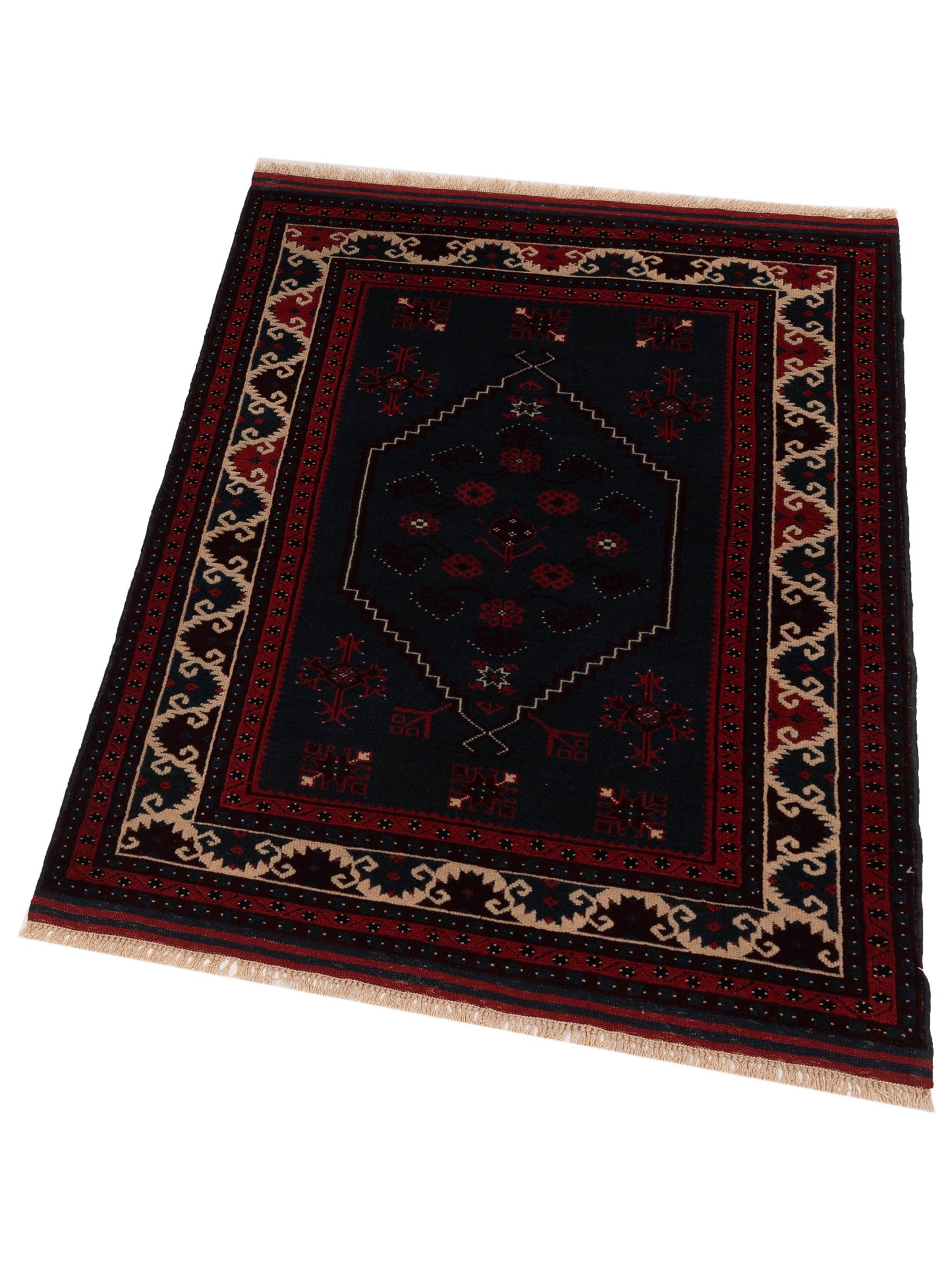 Turkish Shirwan 145177 Black Ivory 4.2x5.4 Hand Knotted Rug