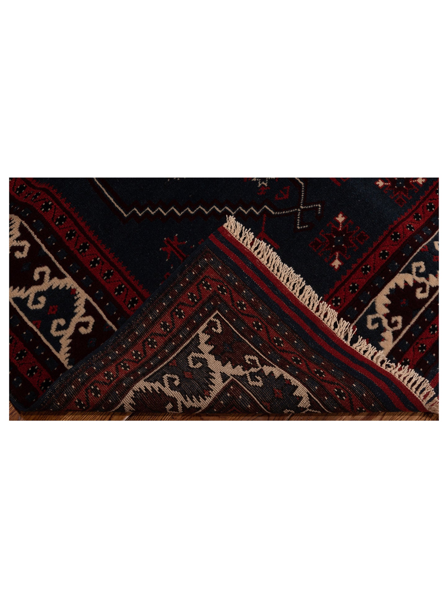 Turkish Shirwan 145177 Black Ivory 4.2x5.4 Hand Knotted Rug