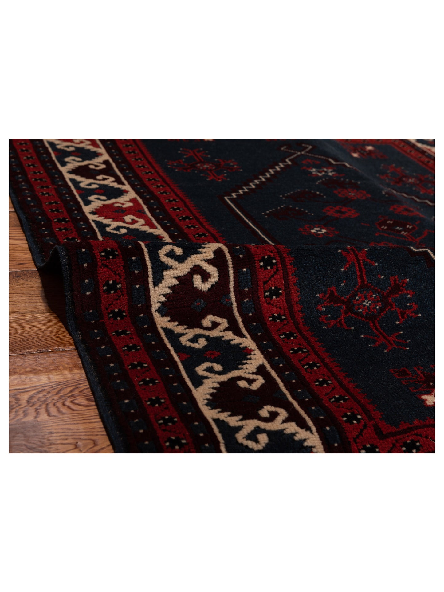 Turkish Shirwan 145177 Black Ivory 4.2x5.4 Hand Knotted Rug