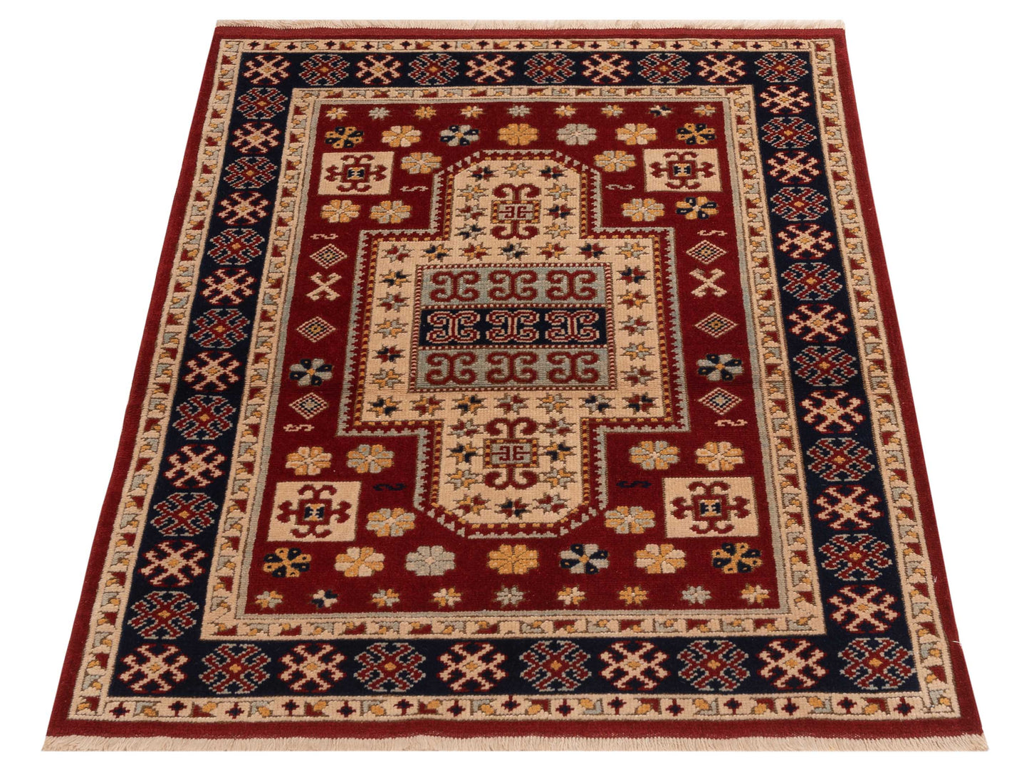 Turkish Shirwan 145181 Red Navy 4x5.7 Hand Knotted Rug