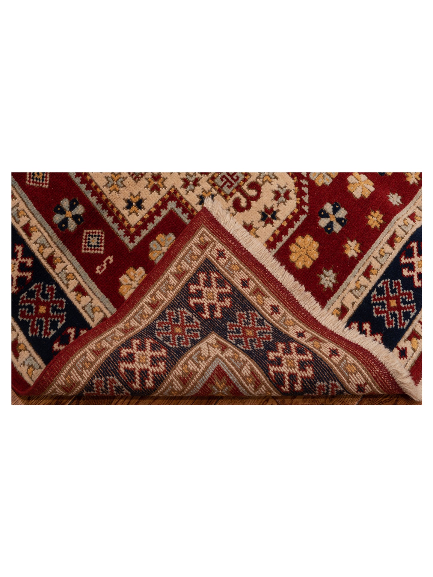 Turkish Shirwan 145181 Red Navy 4x5.7 Hand Knotted Rug