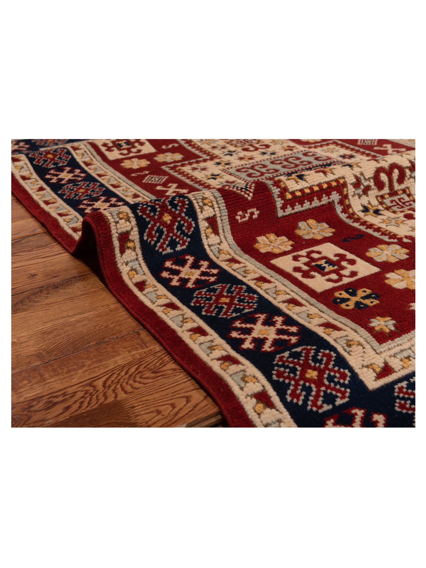 Turkish Shirwan 145181 Red Navy 4x5.7 Hand Knotted Rug