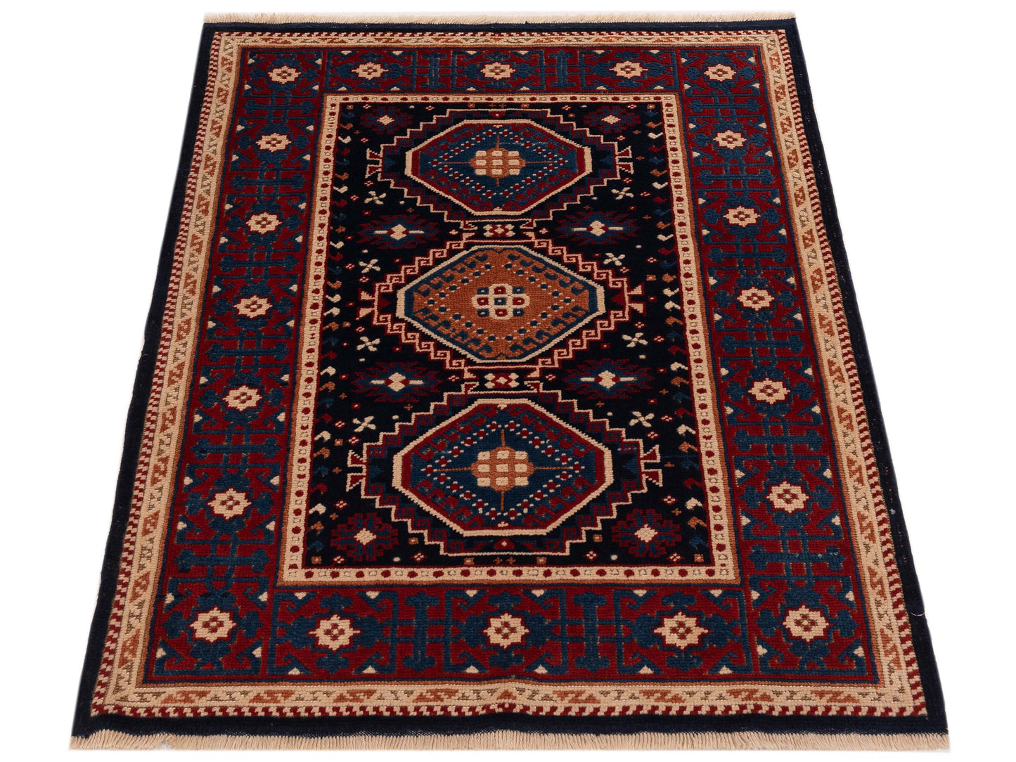 Turkish Shirwan 145182 Navy Red 4.3x5.5 Hand Knotted Rug