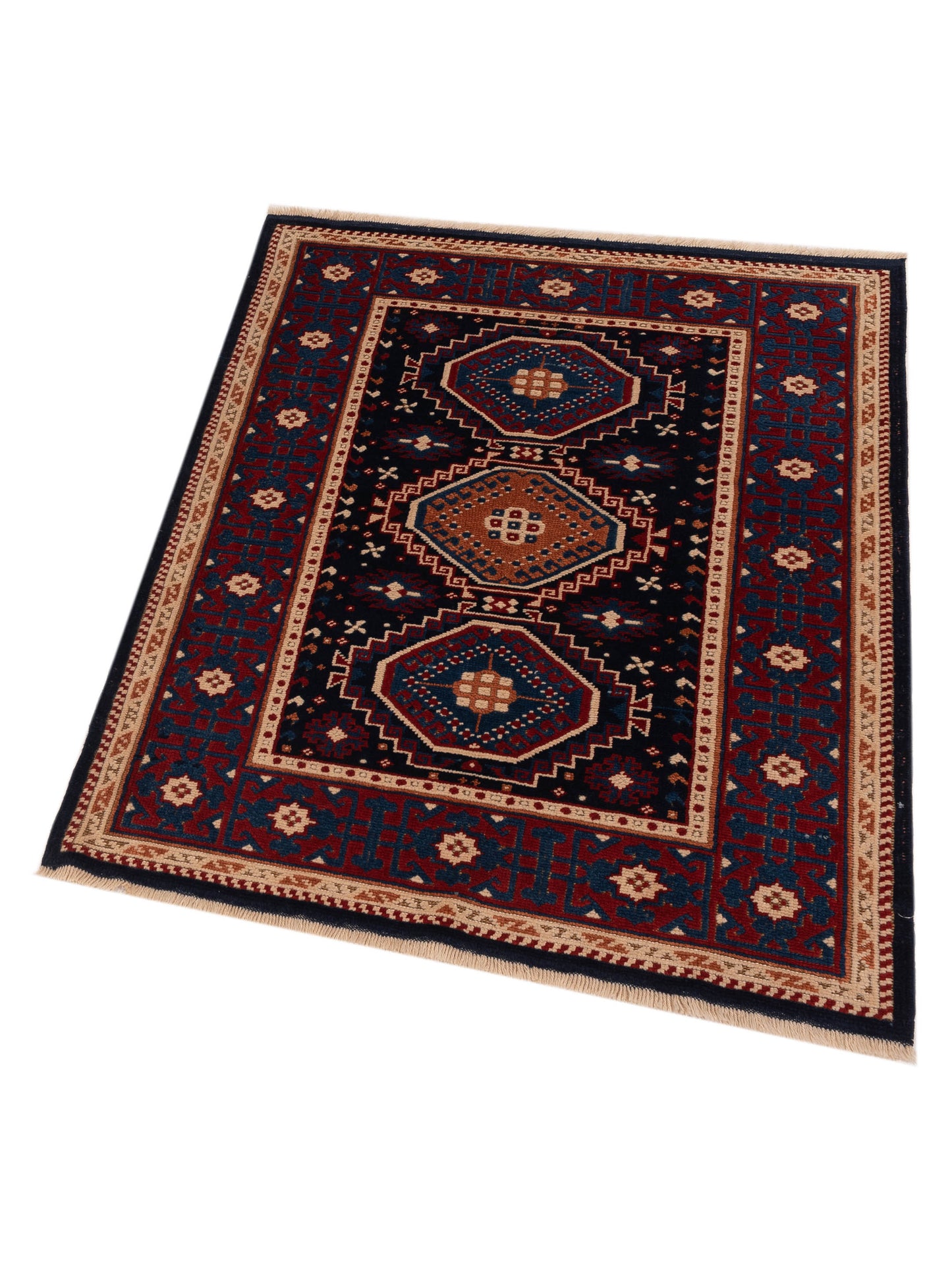 Turkish Shirwan 145182 Navy Red 4.3x5.5 Hand Knotted Rug