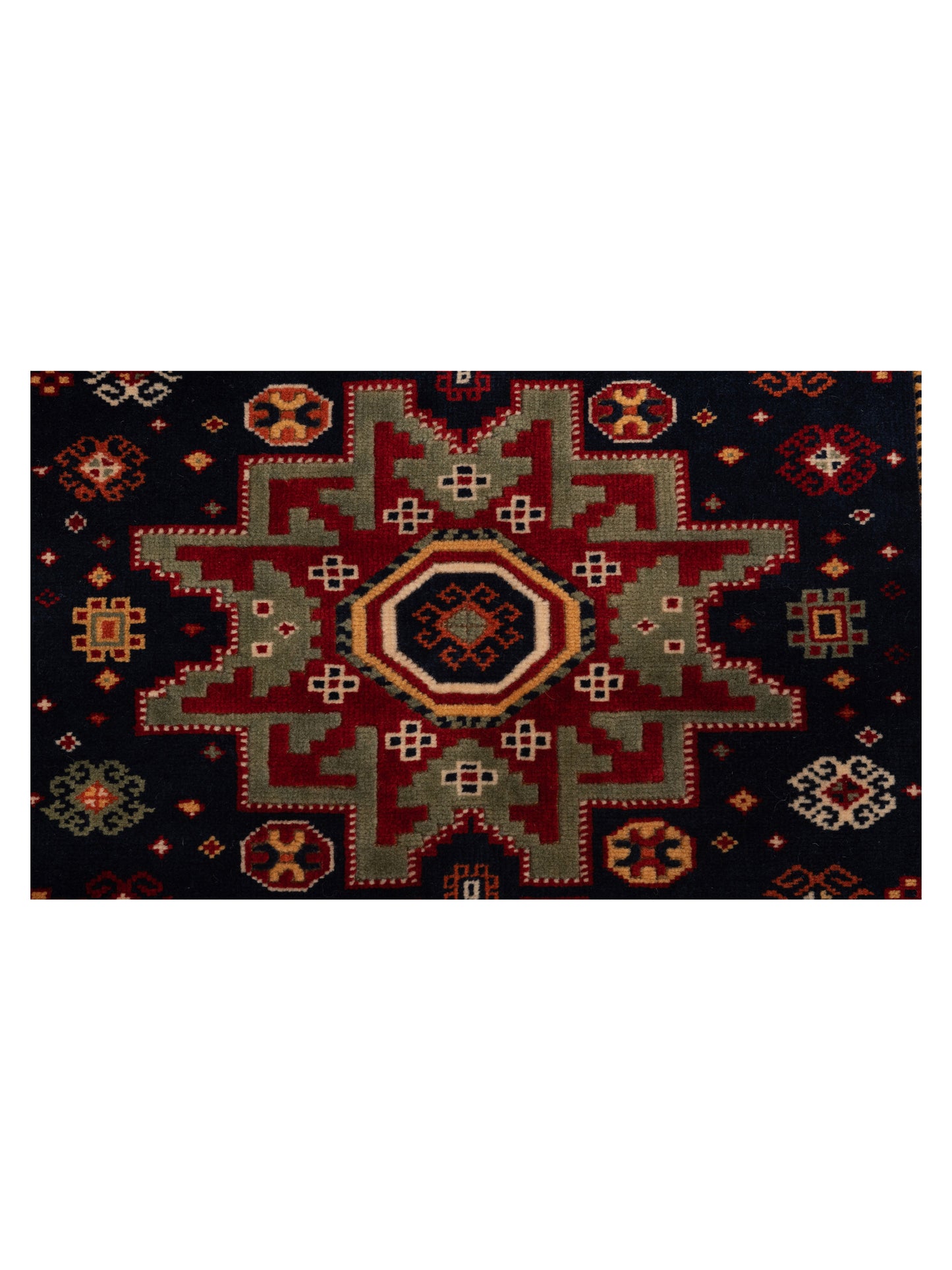 Turkish Shirwan 145183 Navy Ivory 3.10x5.6 Hand Knotted Rug