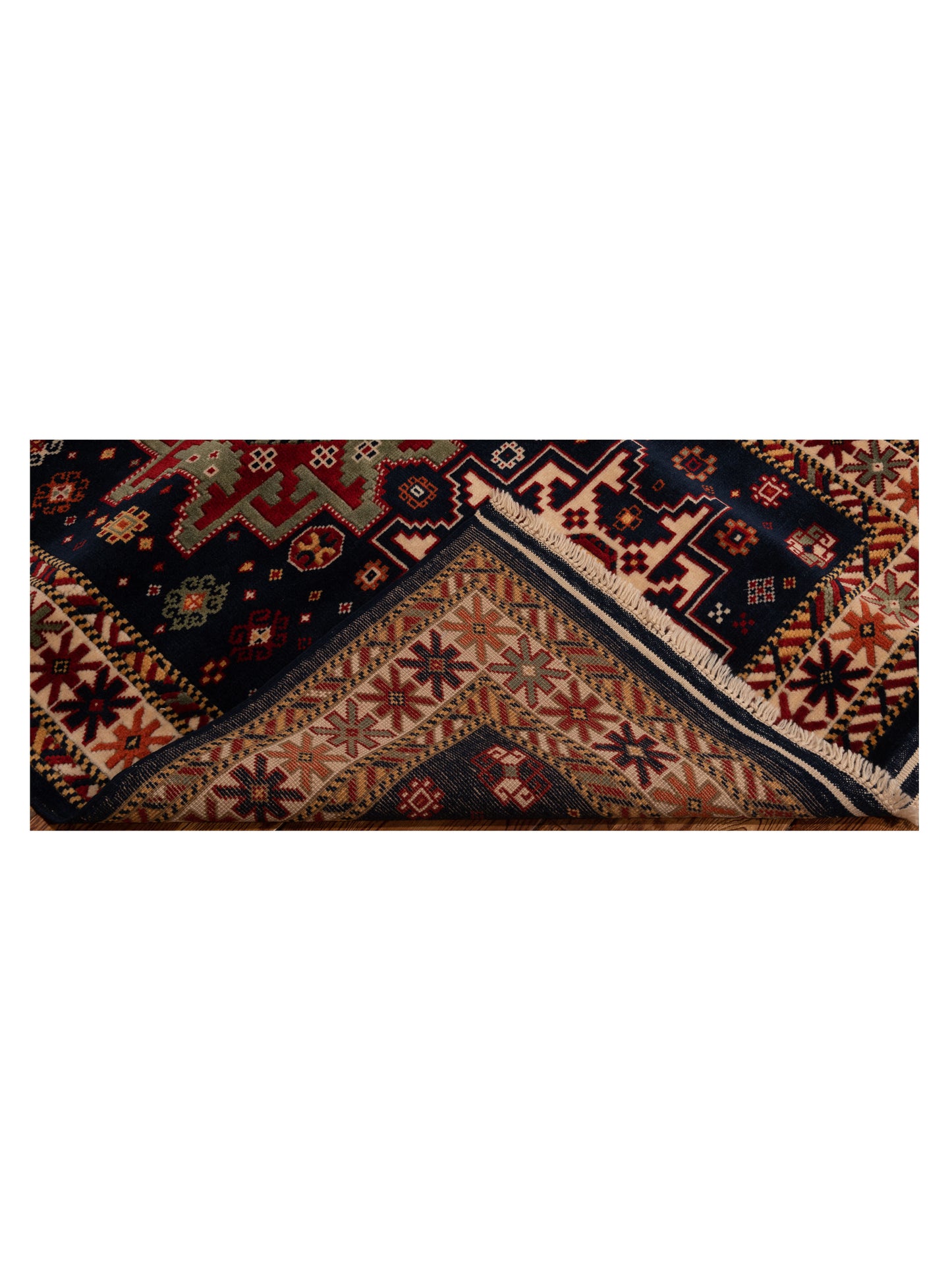 Turkish Shirwan 145183 Navy Ivory 3.10x5.6 Hand Knotted Rug