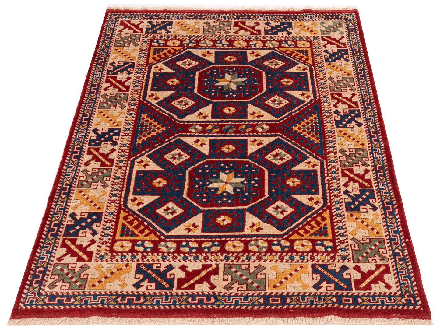 Turkish Shirwan 145185 Red Ivory 5.1x7.1 Hand Knotted Rug