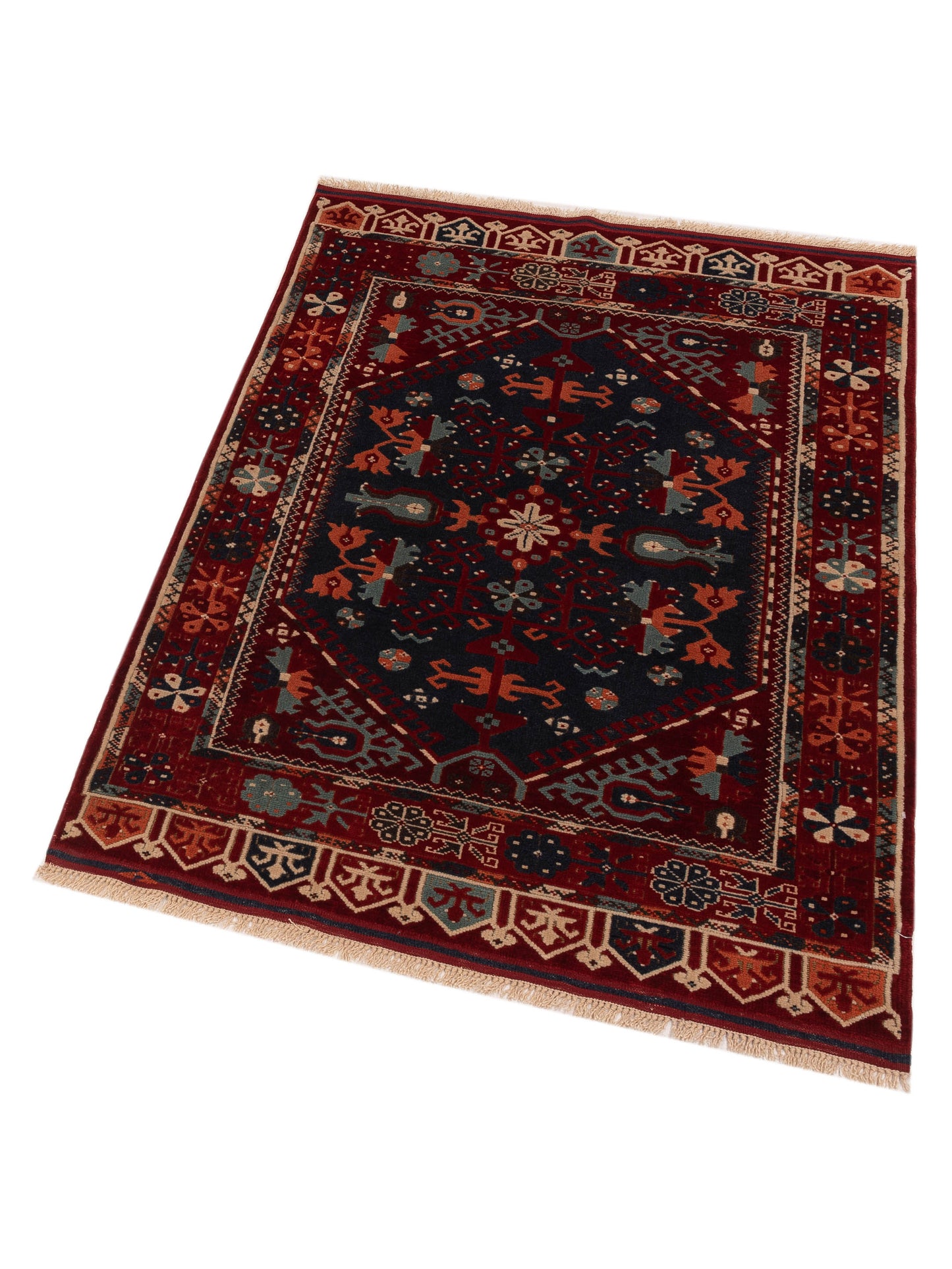 Turkish Shirwan 145188 Navy Red 4.1x5.7 Hand Knotted Rug